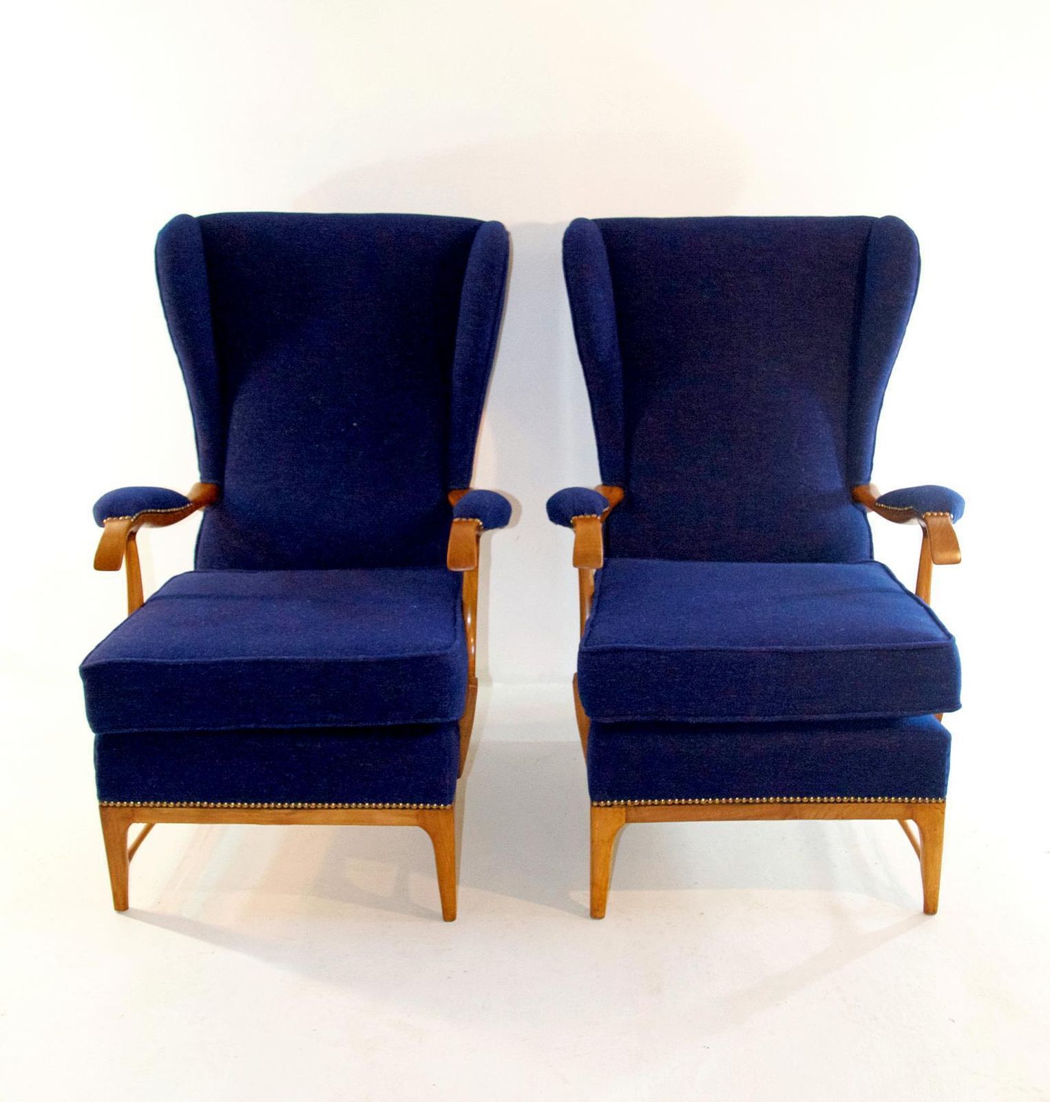 Midcentury Pair Of Armchairs In Walnut By Paolo Buffa For Framar Made In Italy photo for sale