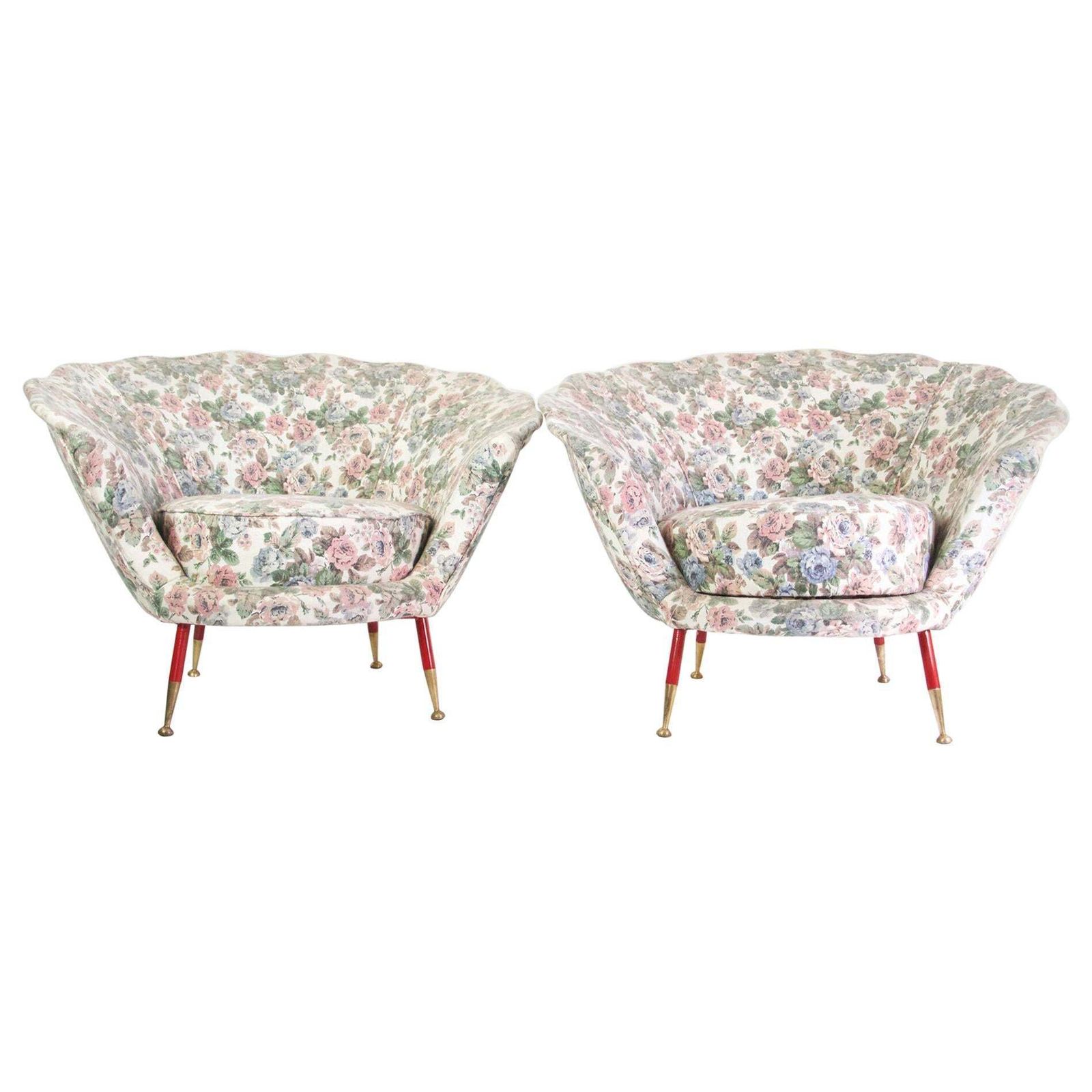 Pair Of Midcentury Italian Clam Shell Armchairs photo furniture