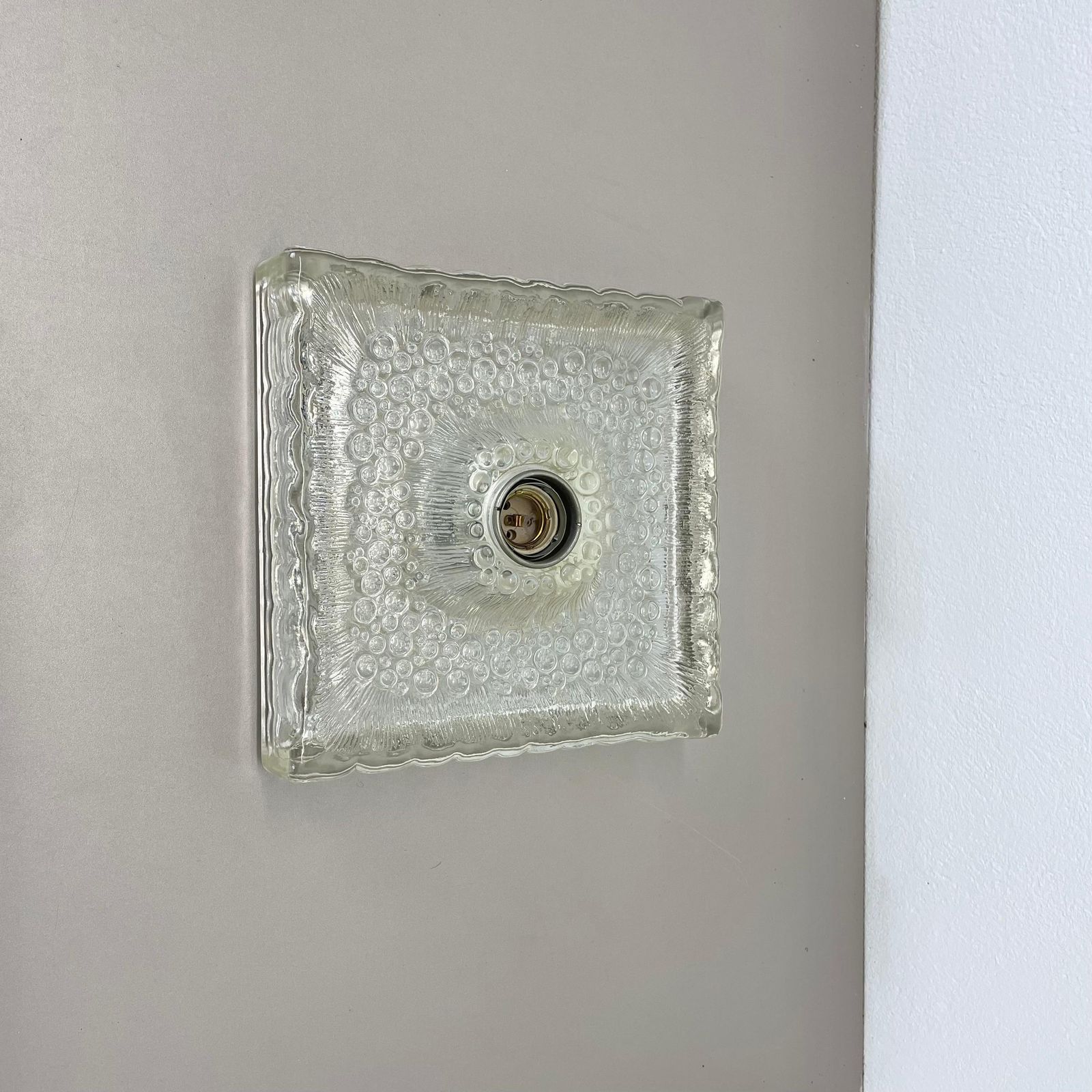 Beautiful Cubic Ice Glass Wall Light Sconce By Hillebrand Lights, Germany, 1970s photo for sale