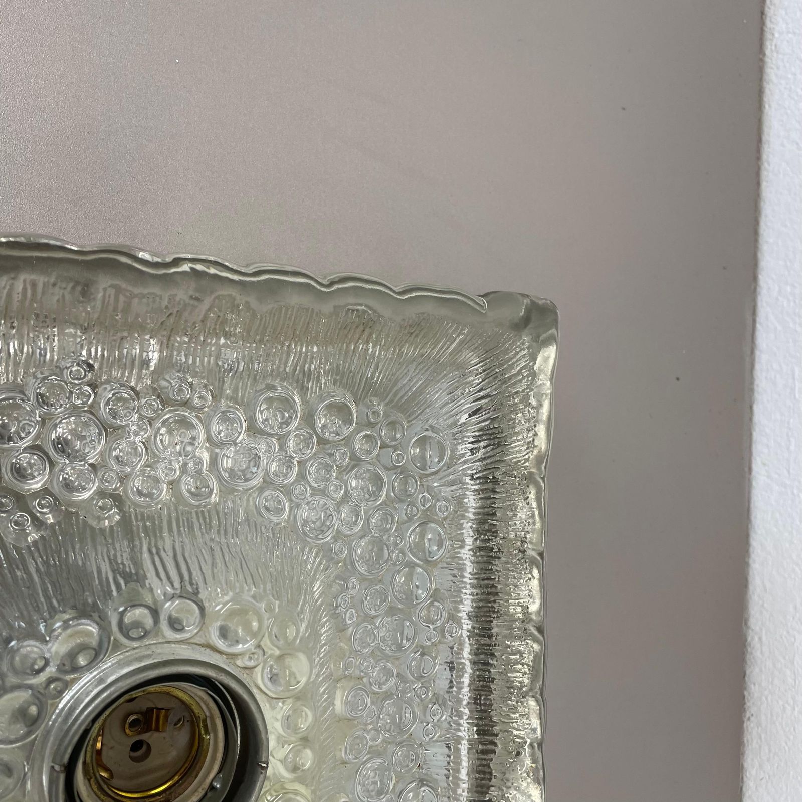 Beautiful Cubic Ice Glass Wall Light Sconce By Hillebrand Lights, Germany, 1970s photo vintage