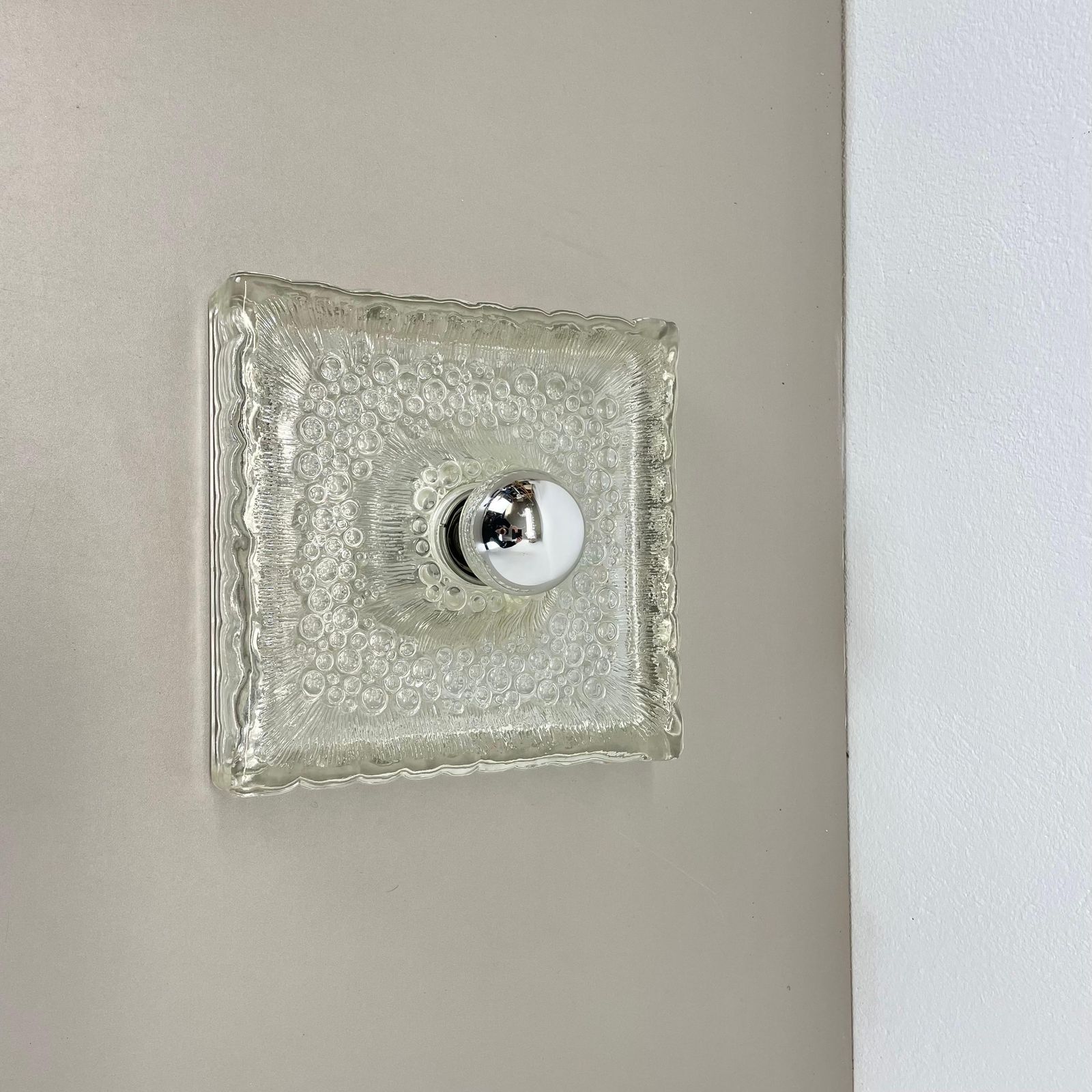 photo buy Beautiful Cubic Ice Glass Wall Light Sconce By Hillebrand Lights, Germany, 1970s