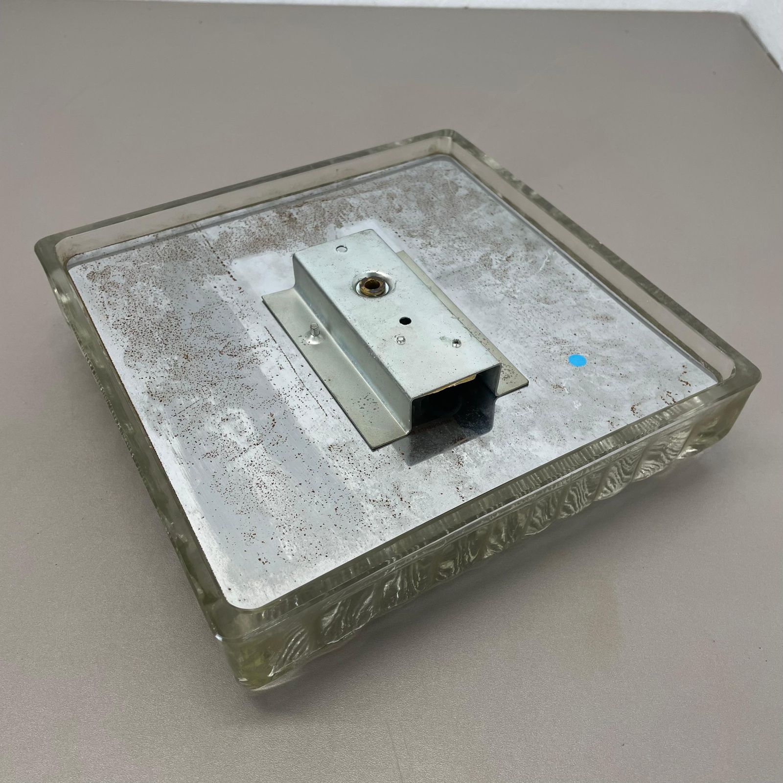 photo vintage Beautiful Cubic Ice Glass Wall Light Sconce By Hillebrand Lights, Germany, 1970s