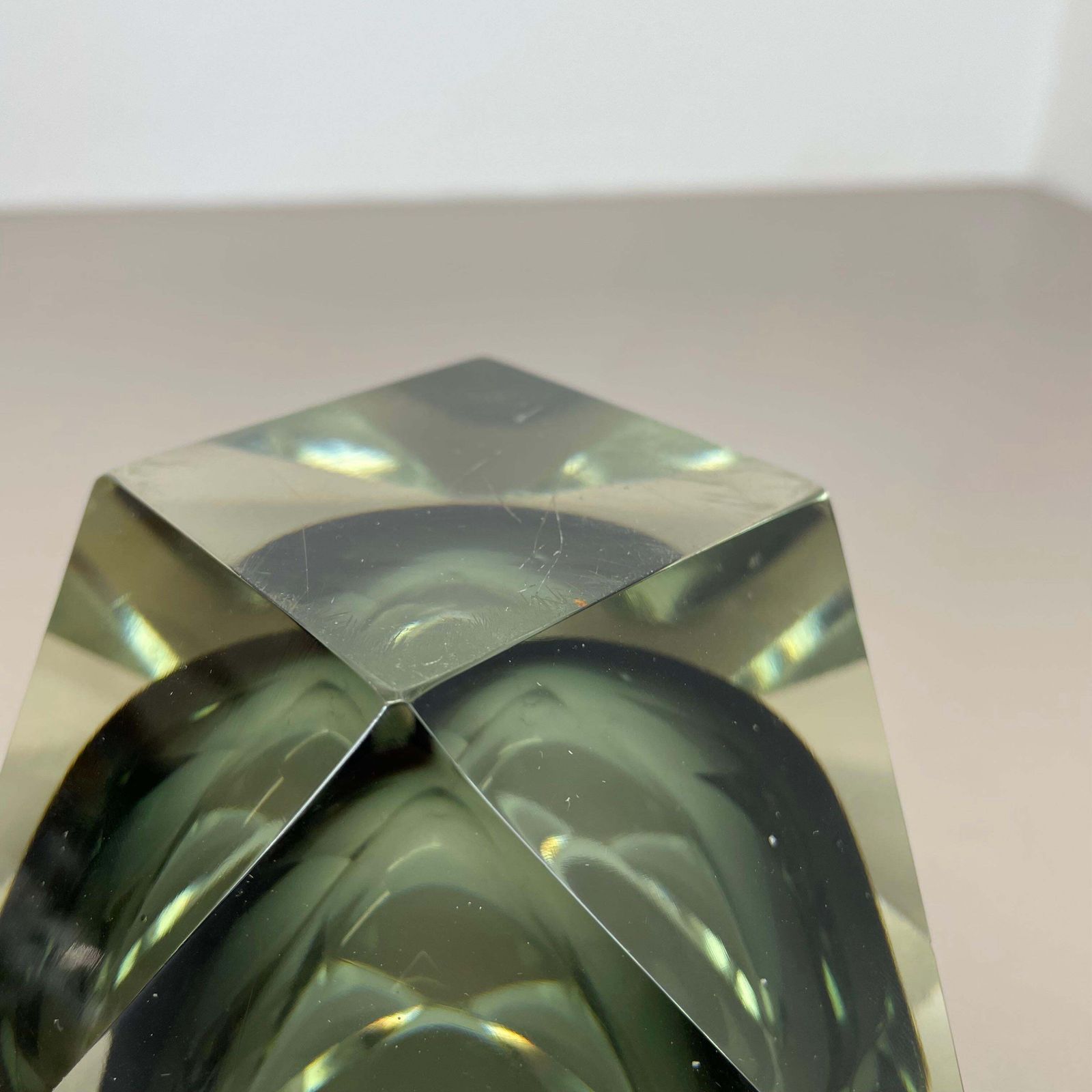 photo buy Large 1.7kg Murano Glass Diamond Bowl Element By Flavio Poli Attrib., Italy 1970