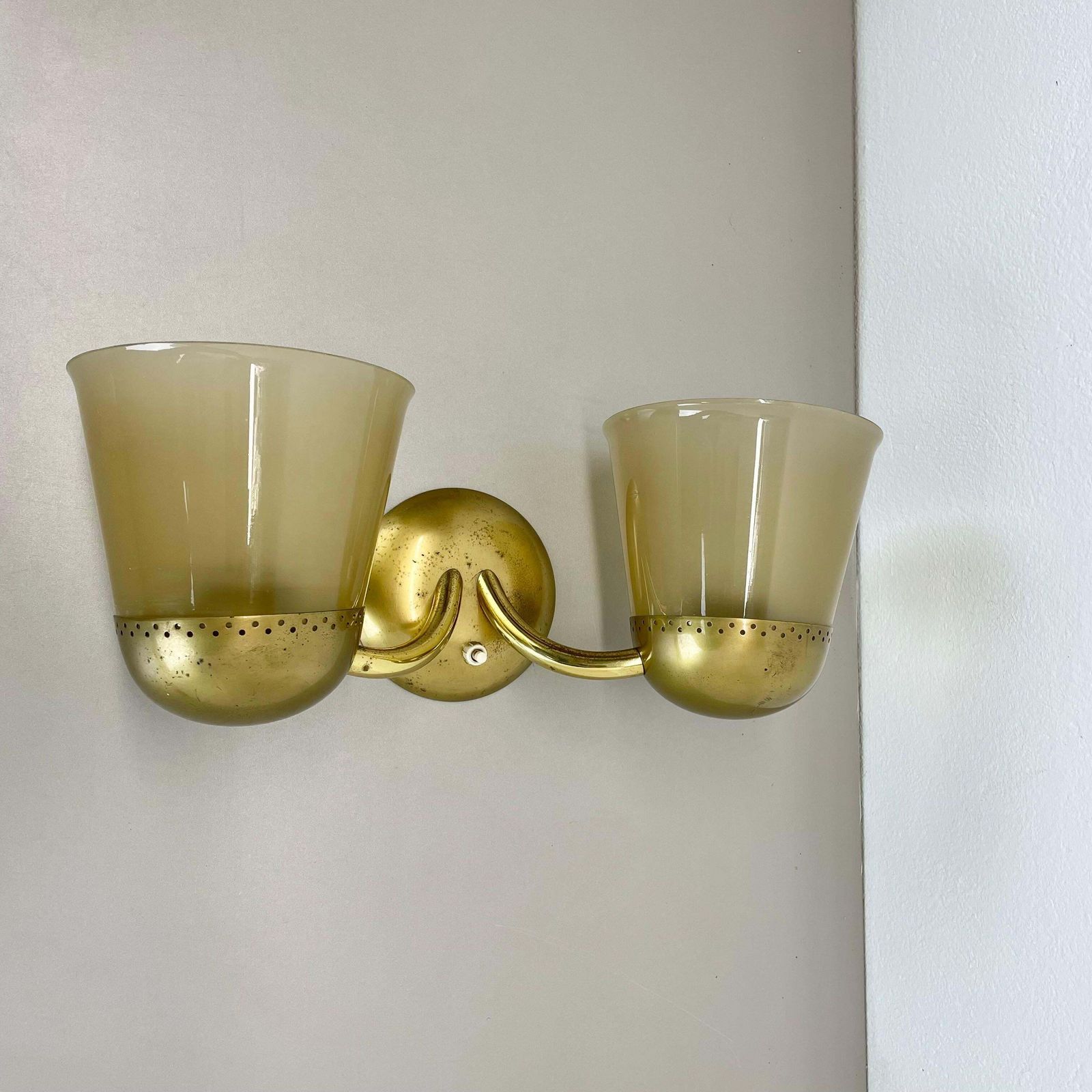 Rare Minimalist Brass And Glass Theatre Wall Light In Stilnovo Style Italy 1920s photo furniture