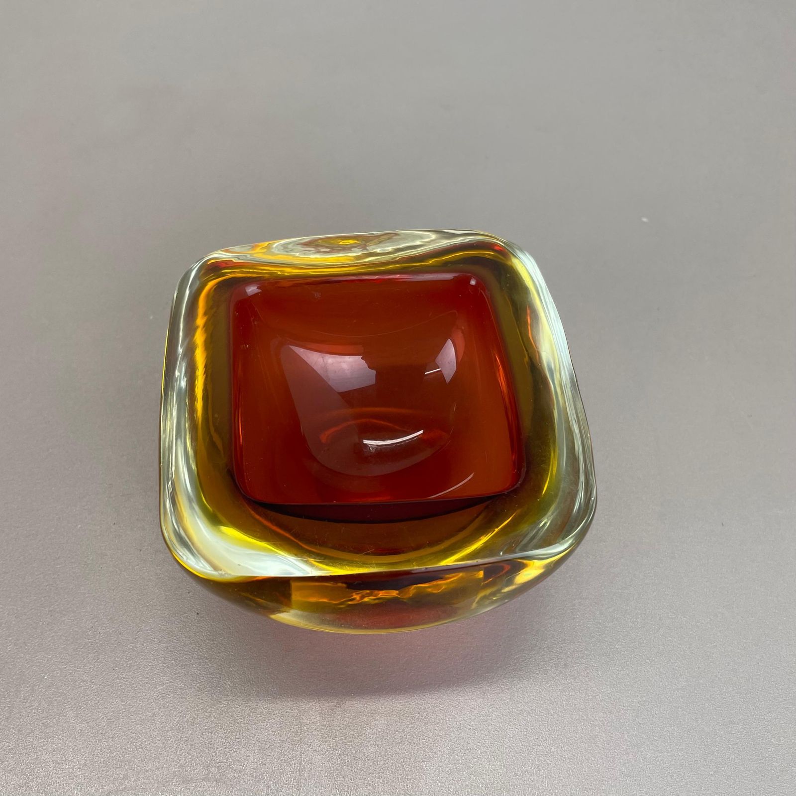 Rare Murano Glass "Red Yellow"  Bowl Element Shell Ashtray Murano, Italy, 1970s photo 310.0