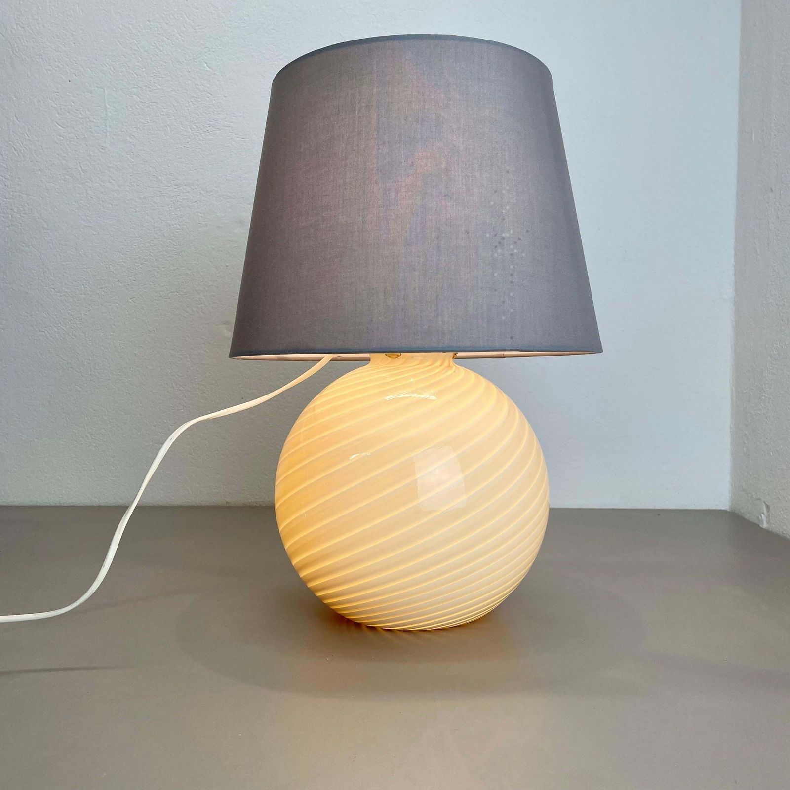 Lighting Set Of 2 Ball "Swirl" Murano Glass Table Light By Vetri Murano, Italy, 1970s photo