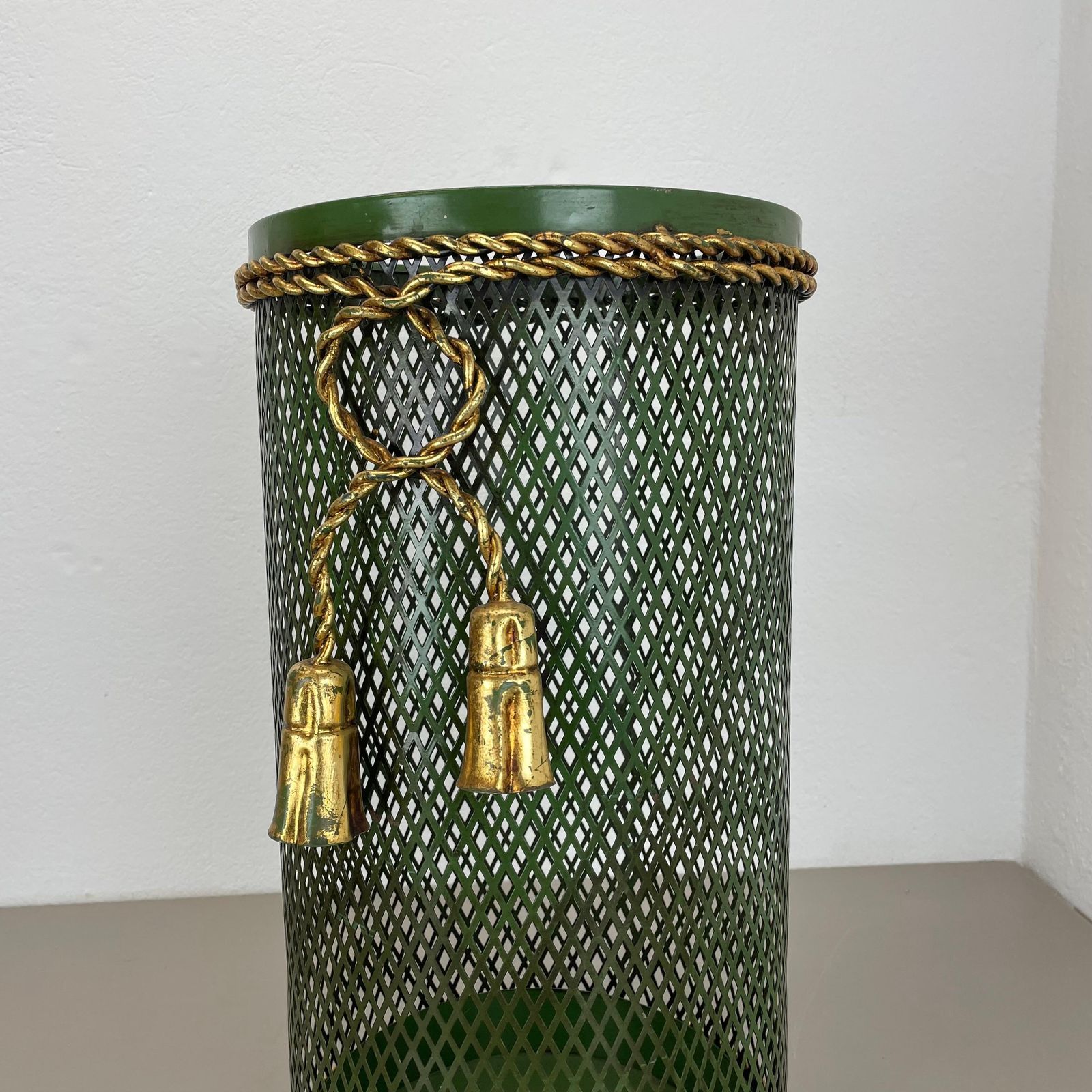 Hollywood Regency Gilded Metal Umbrella Stand By Li Puma, Firenze, Italy, 1950s photo for sale