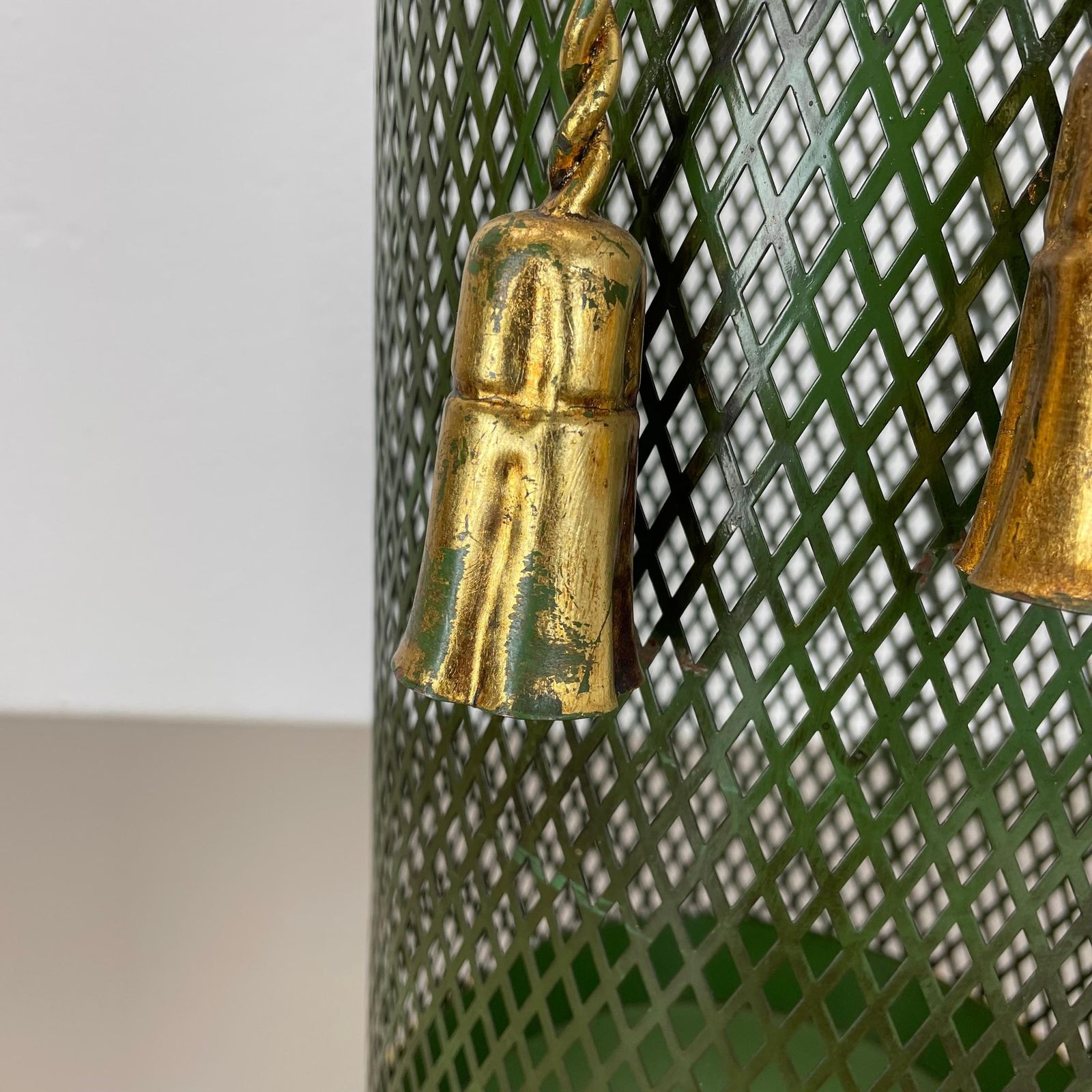 photo for sale Hollywood Regency Gilded Metal Umbrella Stand By Li Puma, Firenze, Italy, 1950s