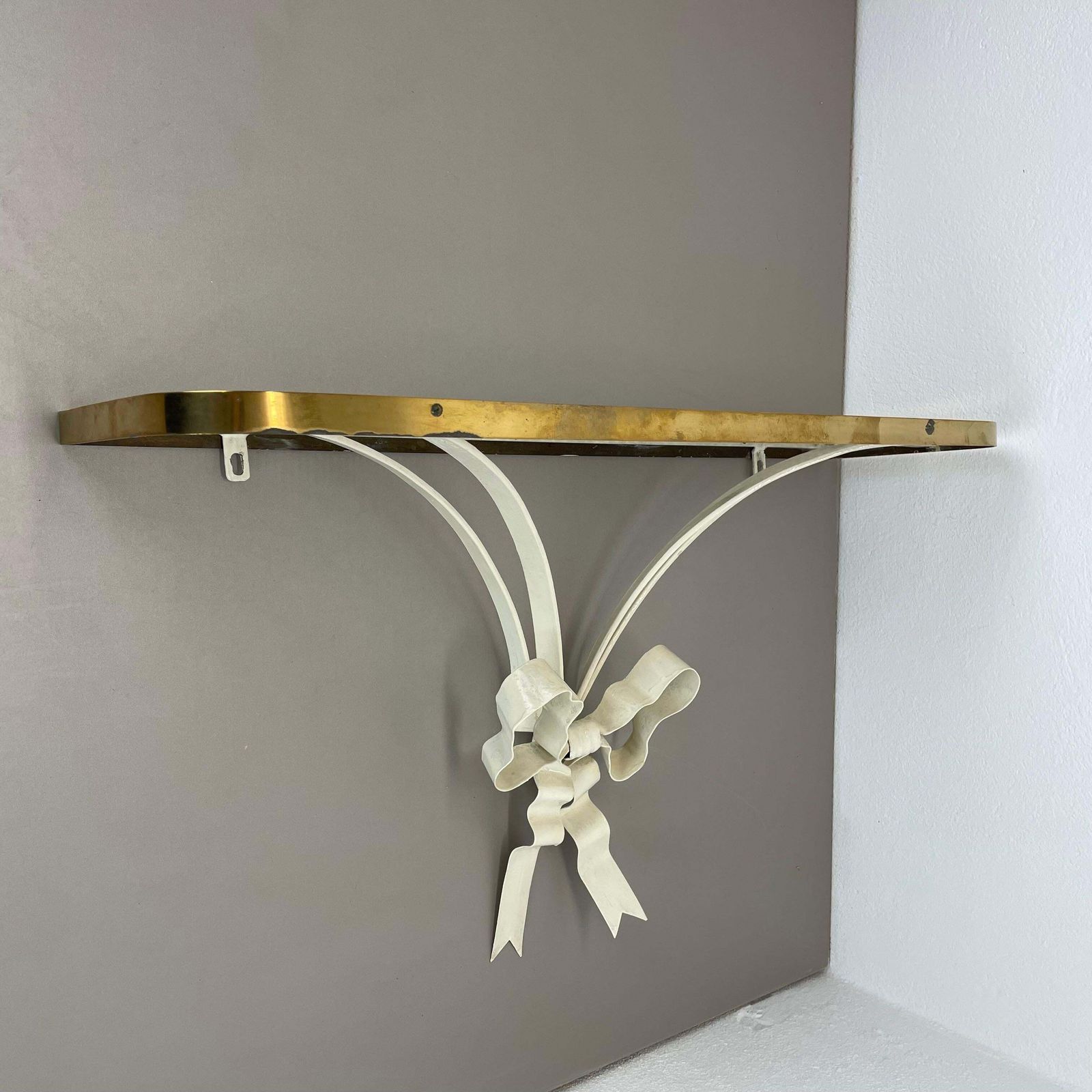 Large Modernist Matégot Style Metal Brass Wall Board "Rigituelle", France 1950s photo furniture
