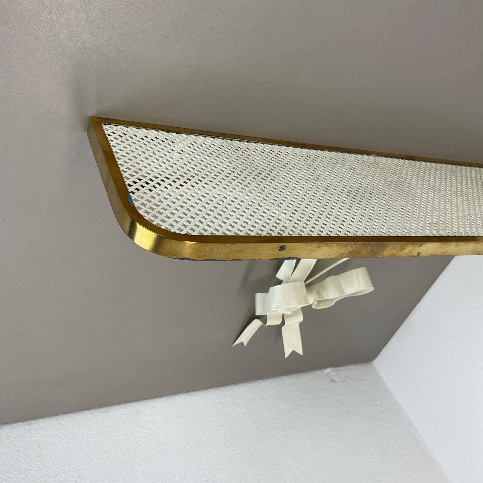 Large Modernist Matégot Style Metal Brass Wall Board "Rigituelle", France 1950s photo Furniture