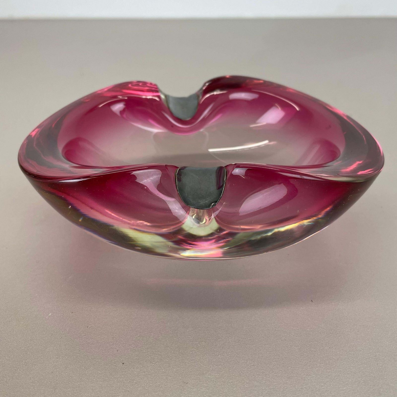 photo buy Large Pink Murano Bubble Glass Bowl Ashtray W/ Sterling Silver 925, Italy, 1970s