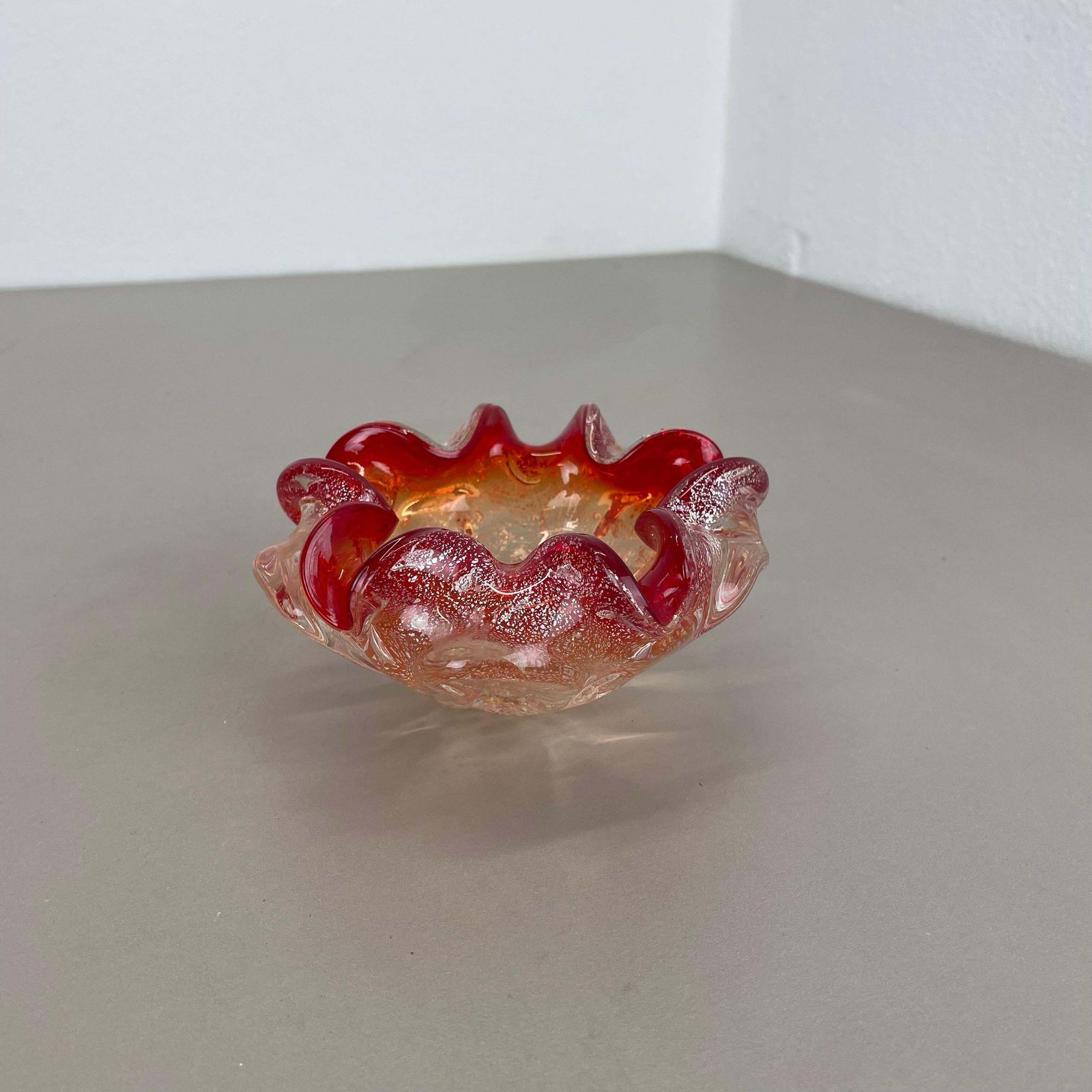 Murano Glass "Floral" Bowl Element Shell Ashtray By Barovier + Toso, Italy, 1970 photo Home Decor