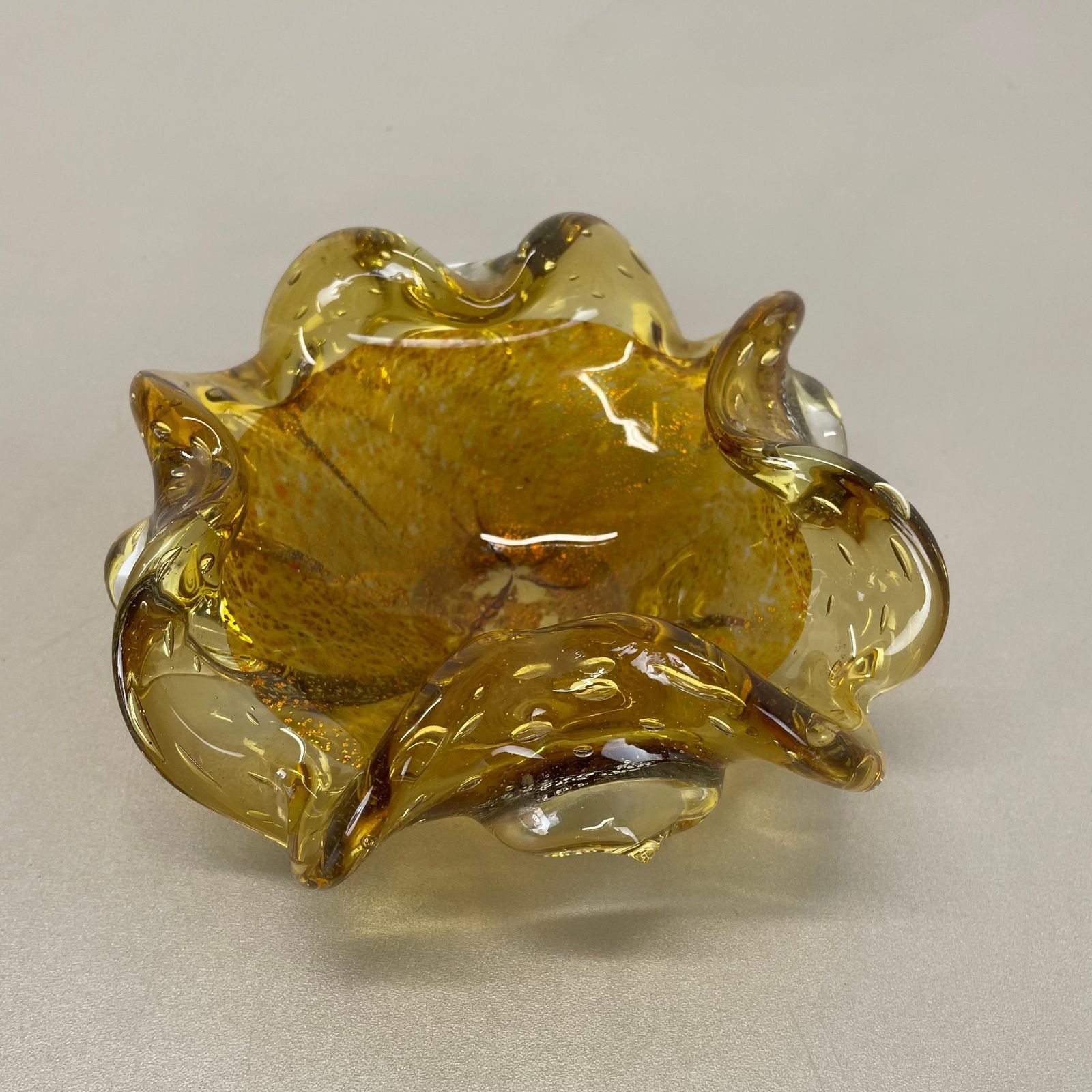 photo buy Glass Bowl Element Shell Ashtray Murano Gold Dust Barovier And Toso, Italy 1970s
