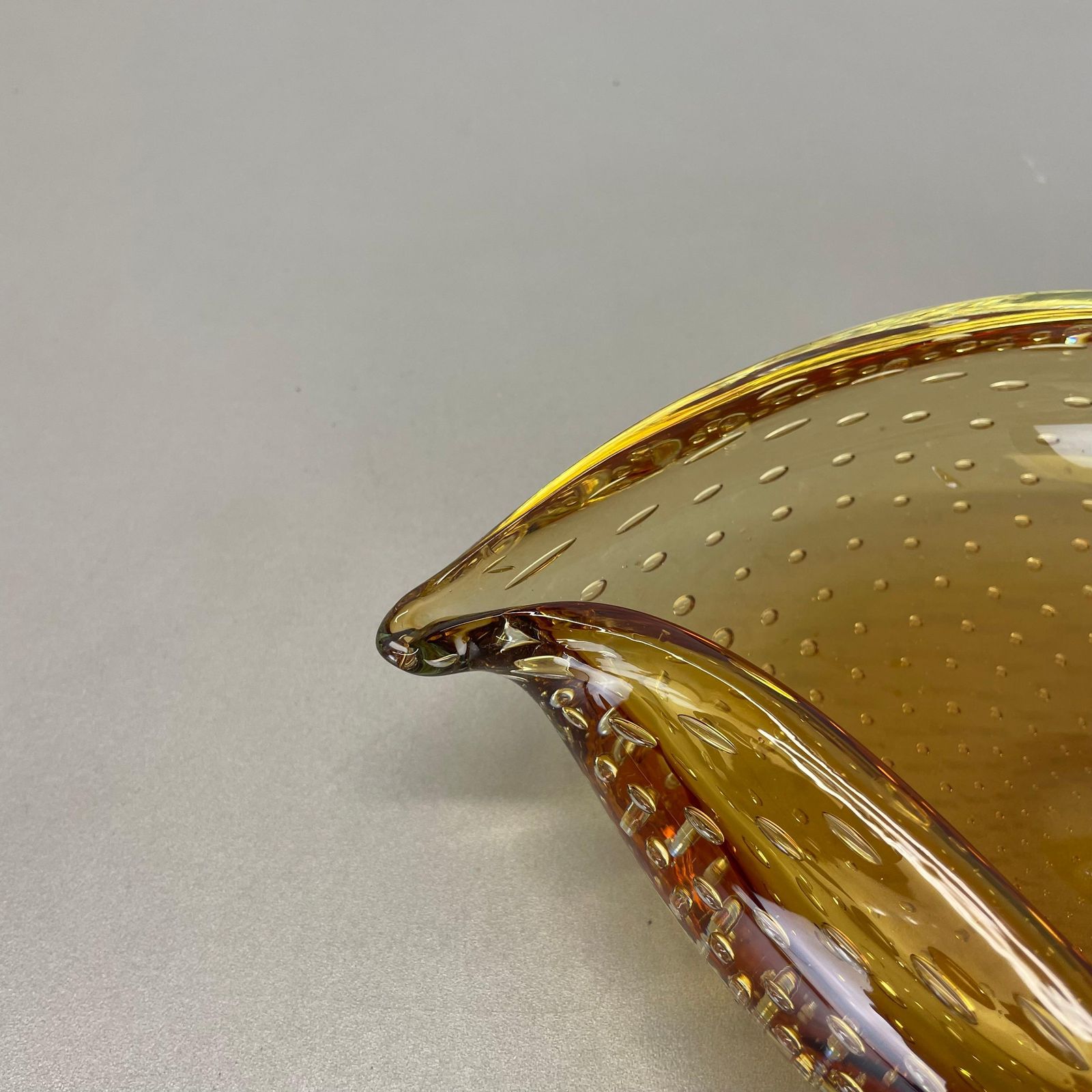 Xl  Murano Glass 1.2kg Bullicante Yellow Bubble Bowl Element Shell Italy 1970 photo Home Decor