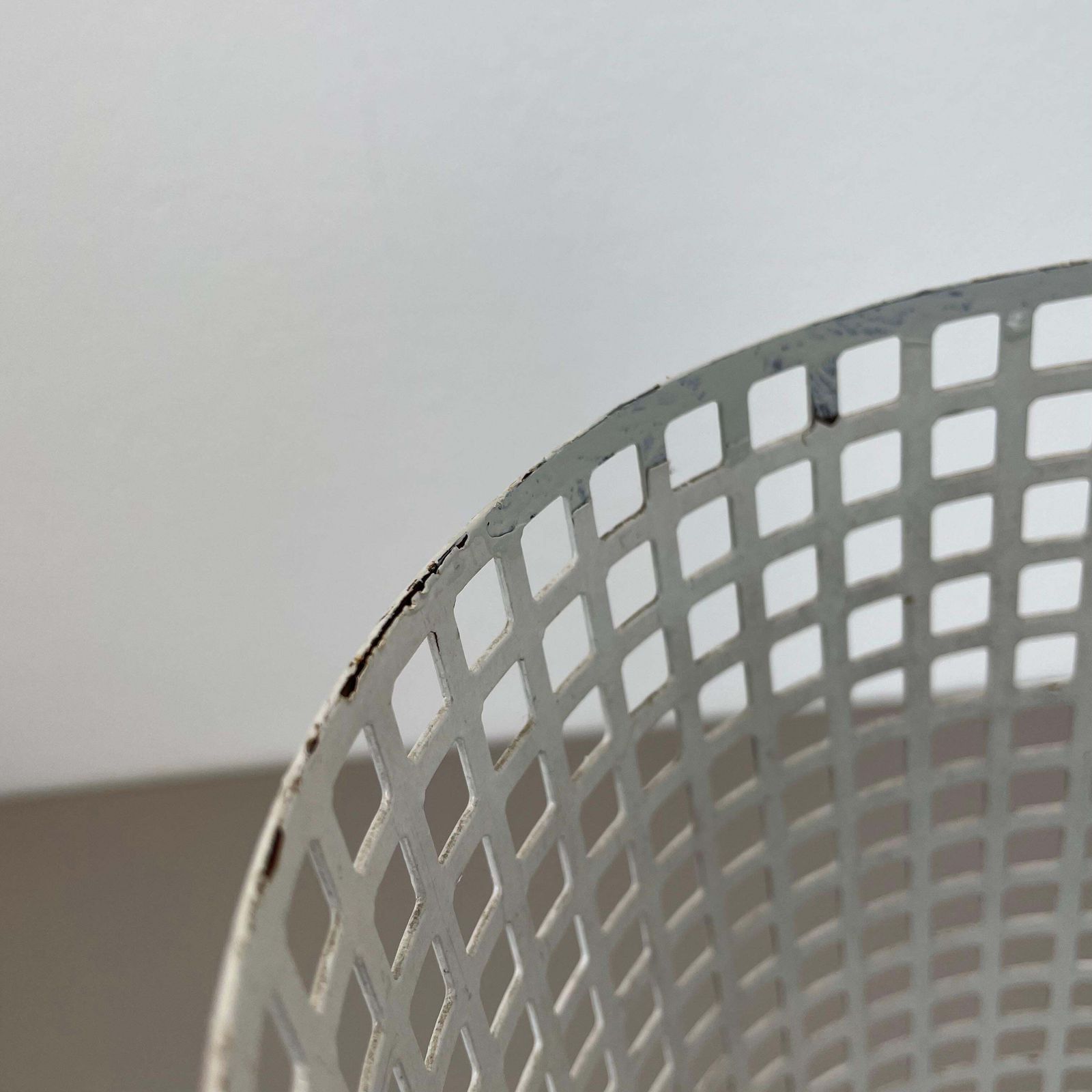 photo for sale Original Mategot Style Perforated White Metal Umbrella Stand, France, 1970s