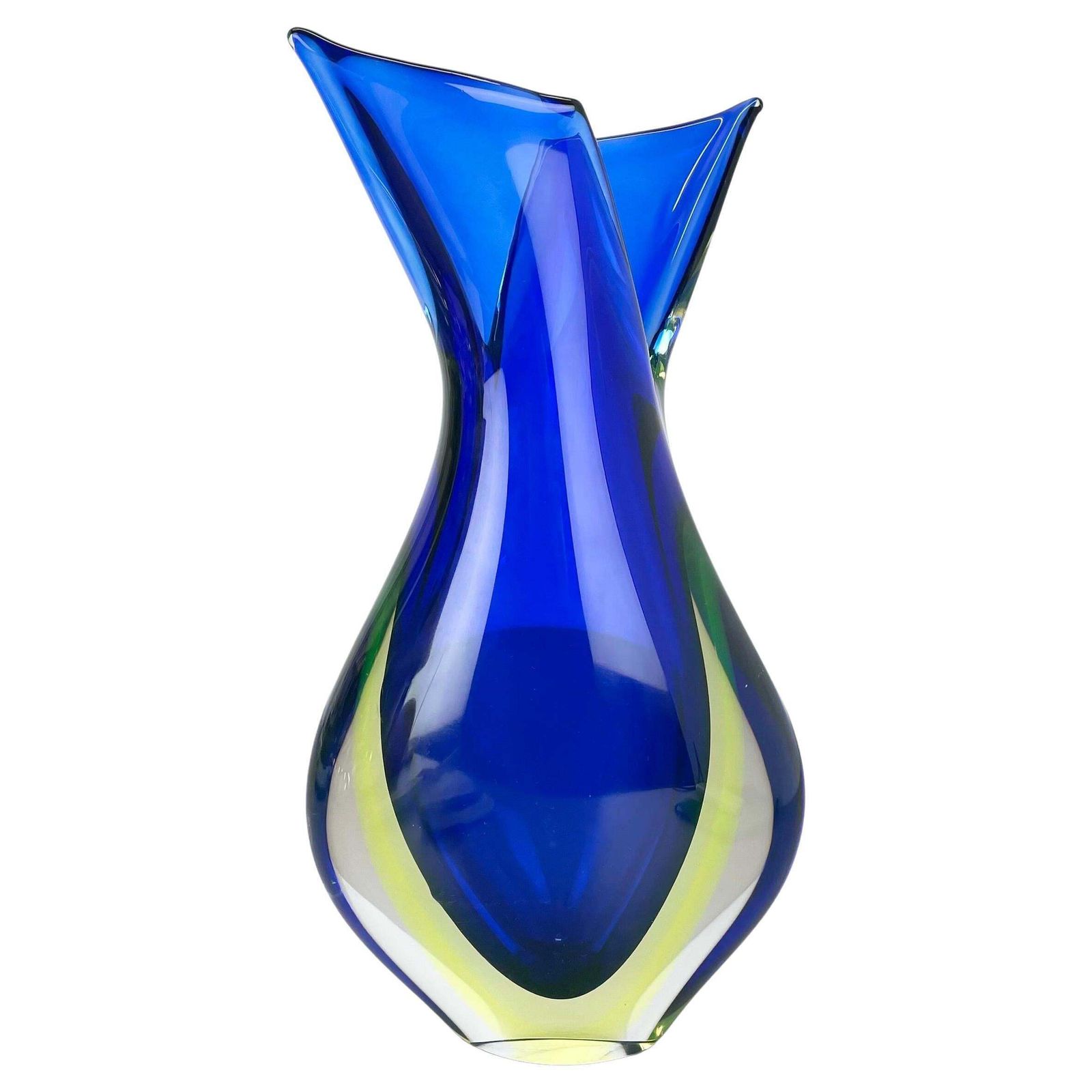 Xxl 36cm 4.9kg Sommerso Glass Vase By Flavio Poli For Seguso, Murano, Italy 1970