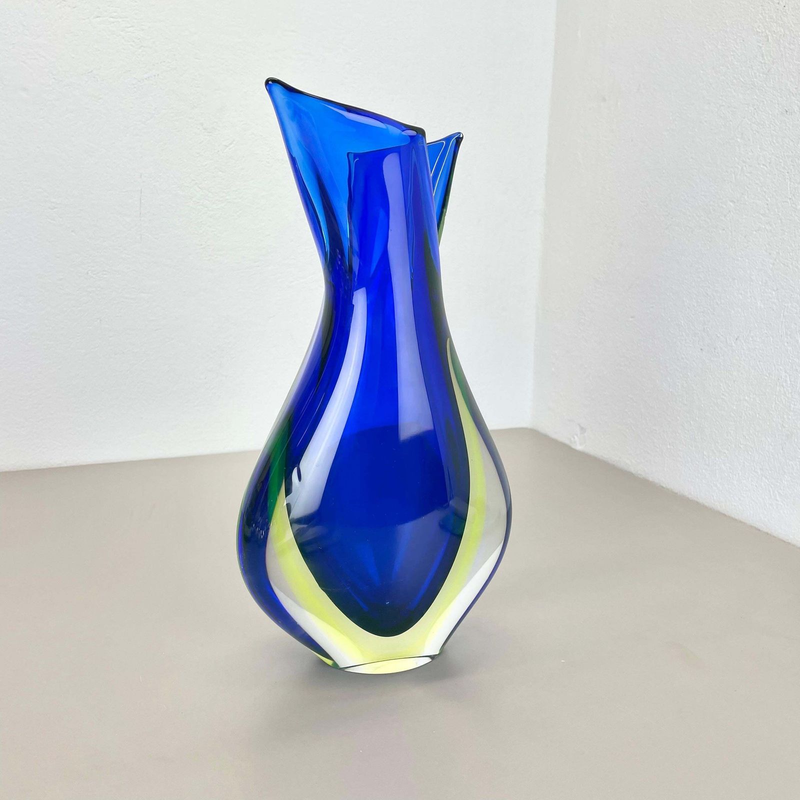 Xxl 36cm 4.9kg Sommerso Glass Vase By Flavio Poli For Seguso, Murano, Italy 1970 photo furniture