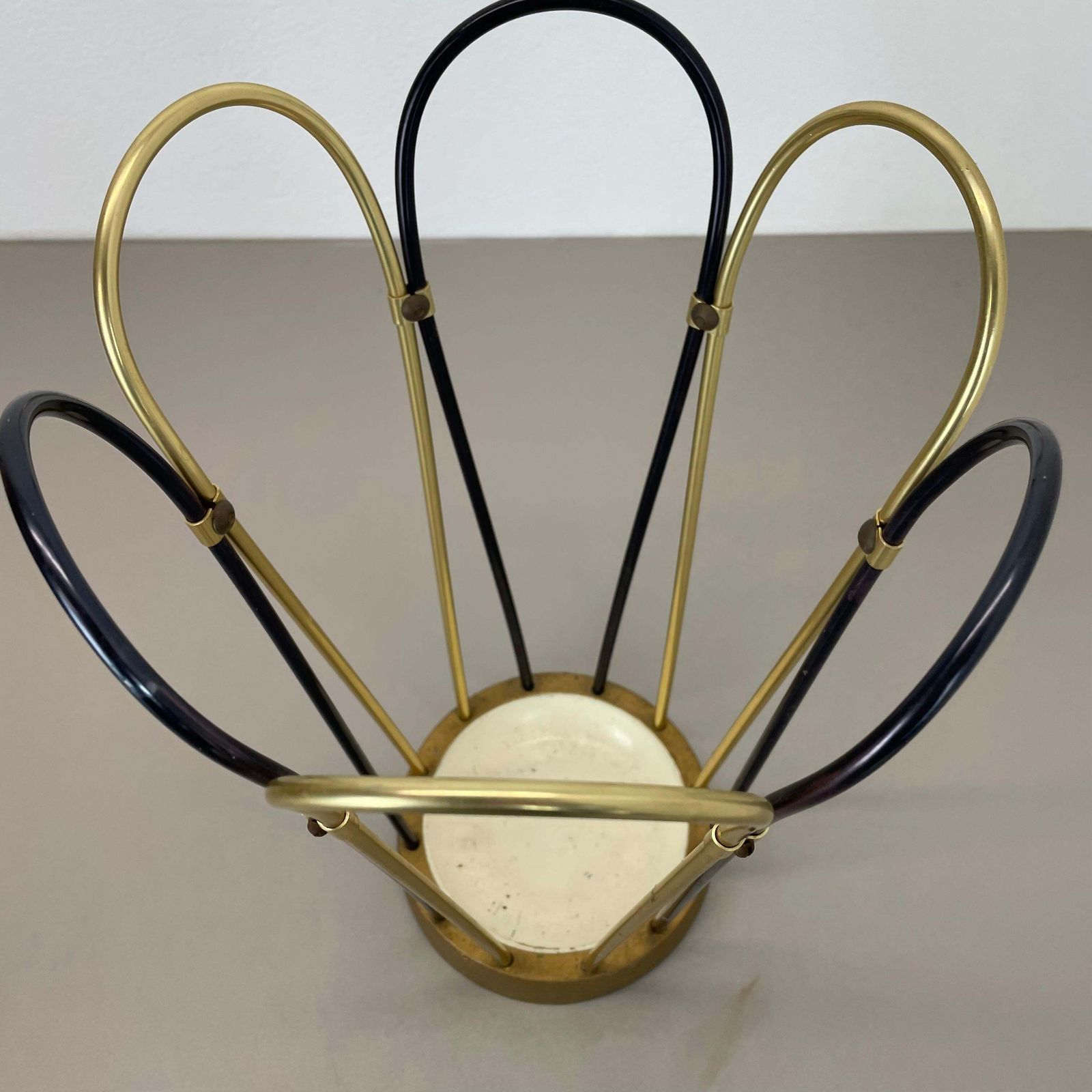Original Mid Century Metal Brass Modernist Bauhaus Umbrella Stand Germany, 1950s photo Home Decor