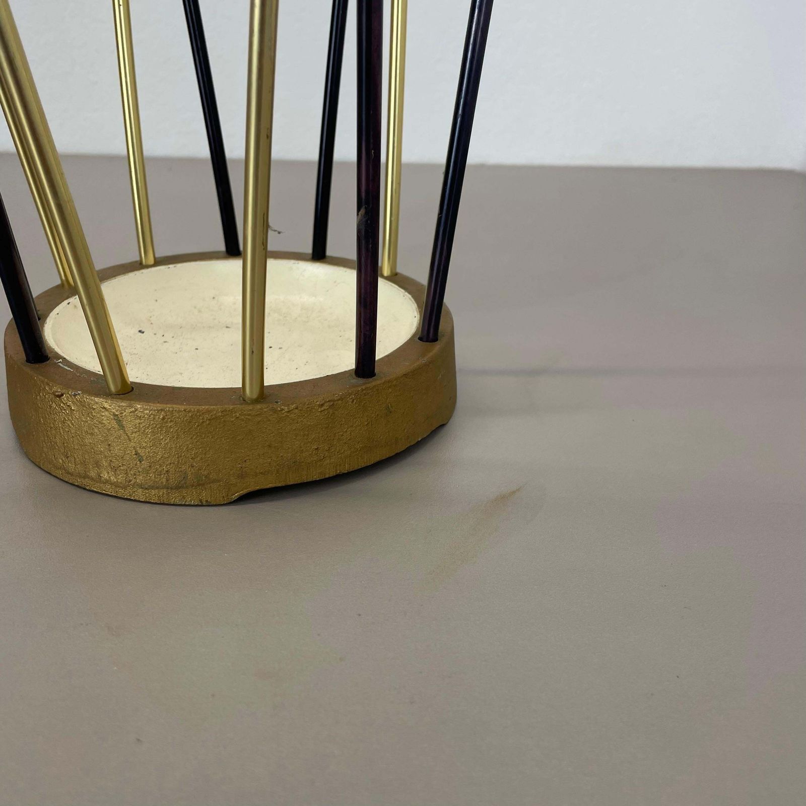 575.0 Original Mid Century Metal Brass Modernist Bauhaus Umbrella Stand Germany, 1950s photo