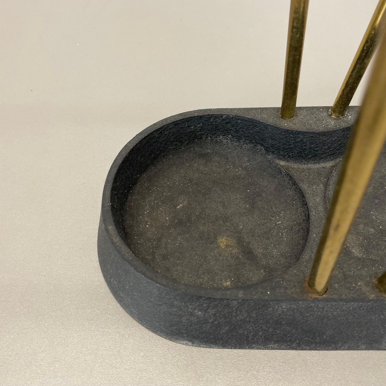 Original Mid Century Metal Brass Modernist Bauhaus Umbrella Stand Germany, 1950s photo vintage