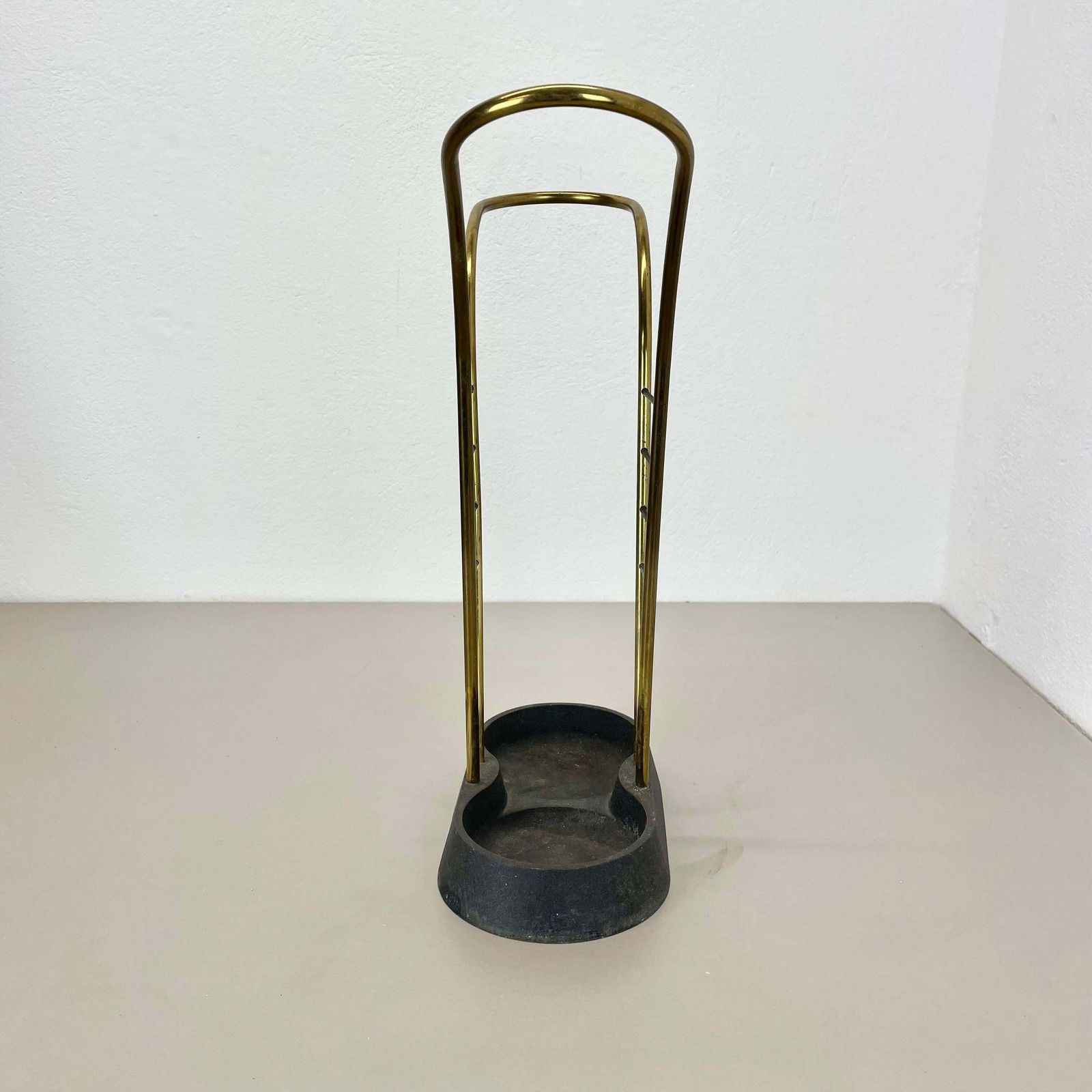 photo for sale Original Mid Century Metal Brass Modernist Bauhaus Umbrella Stand Germany, 1950s