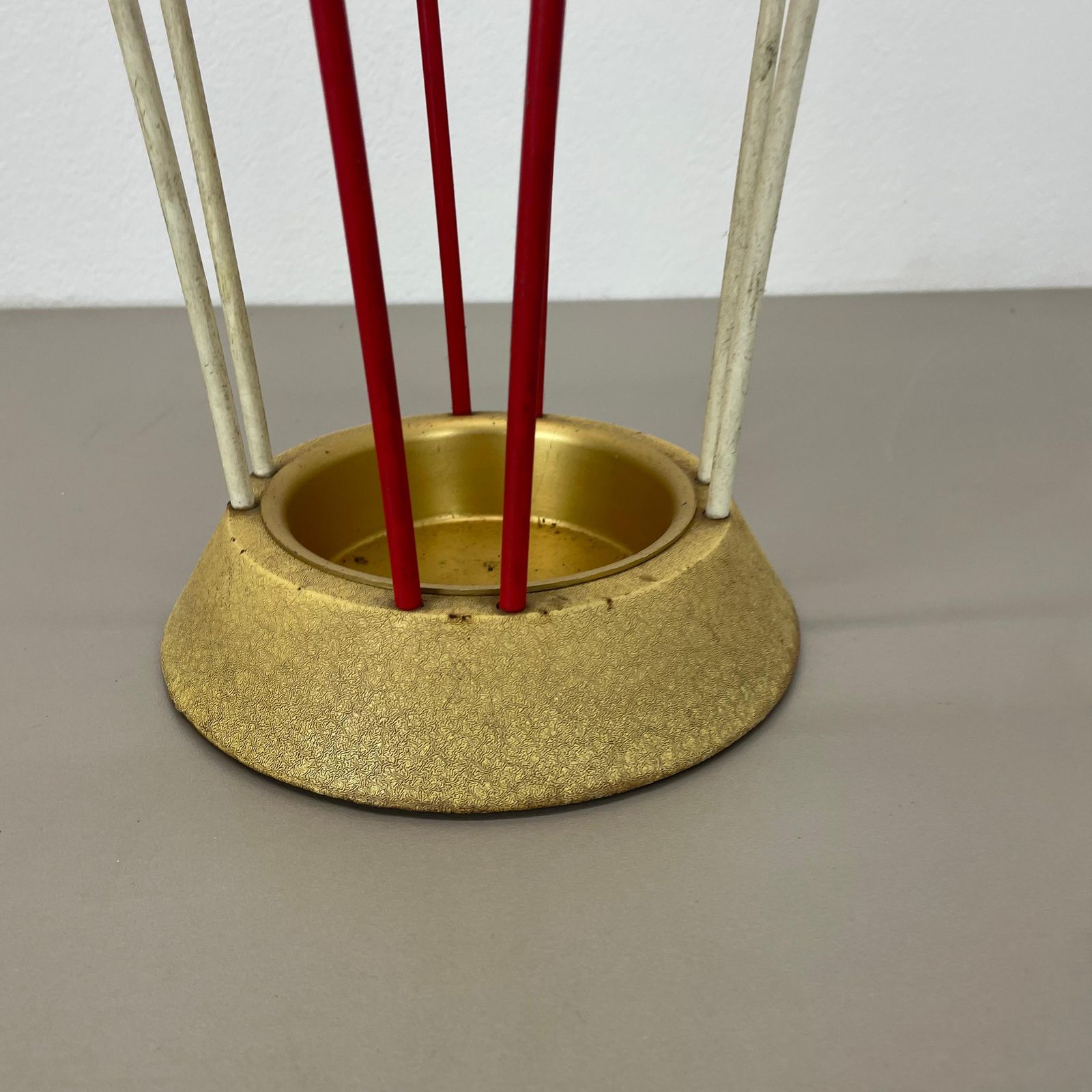 Original Looped Metal Brass Modernist Bauhaus Umbrella Stand Germany, 1950s photo for sale