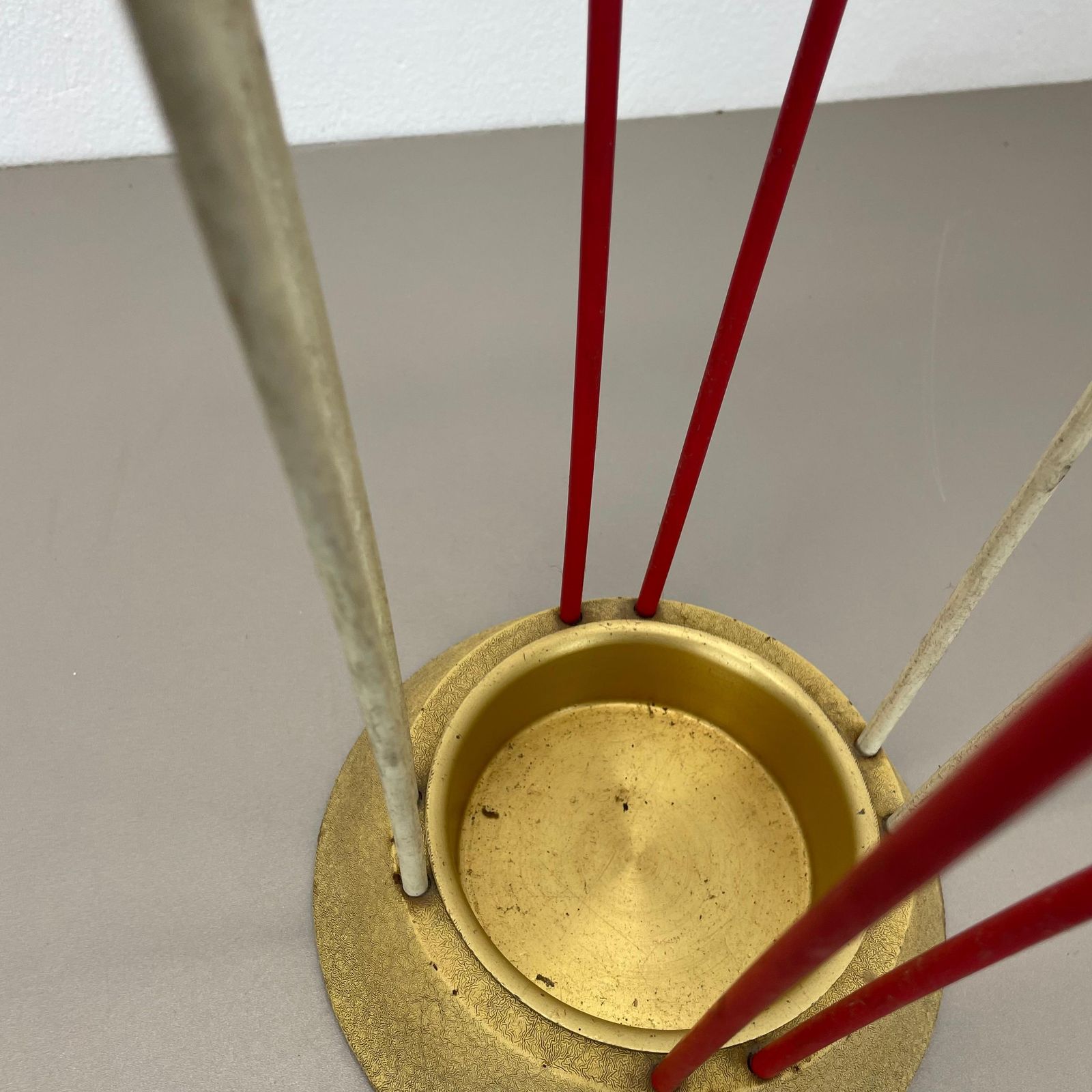 Home Decor Original Looped Metal Brass Modernist Bauhaus Umbrella Stand Germany, 1950s photo