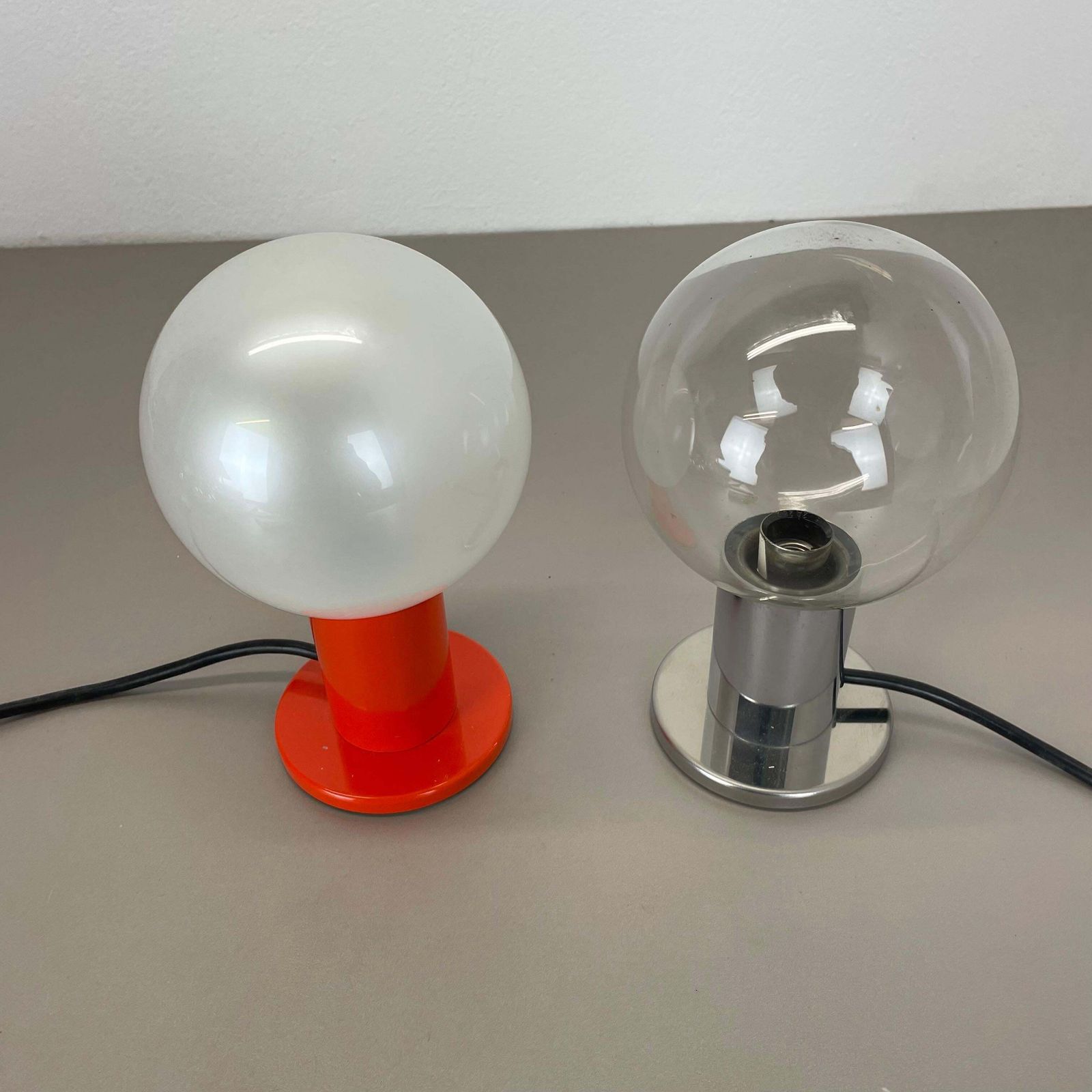 823.0 Set Of 2 Table Light Glass Bulb Designed By Motoko Ishi For Staff Lights, 1970s photo