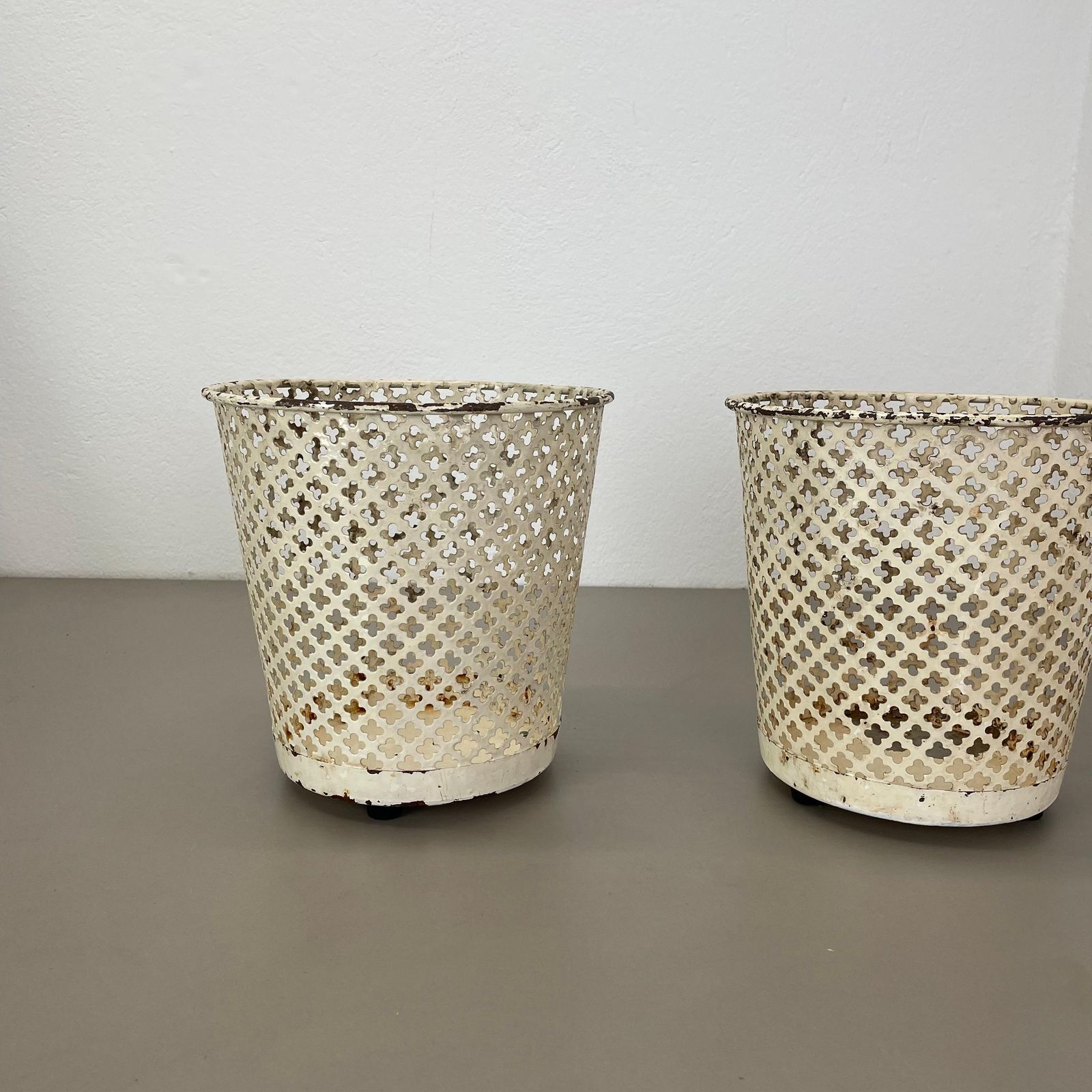 Set Of Two Flower Pot Plant Stands Vases By Mathieu Mategot Attr., France 1950 photo for sale