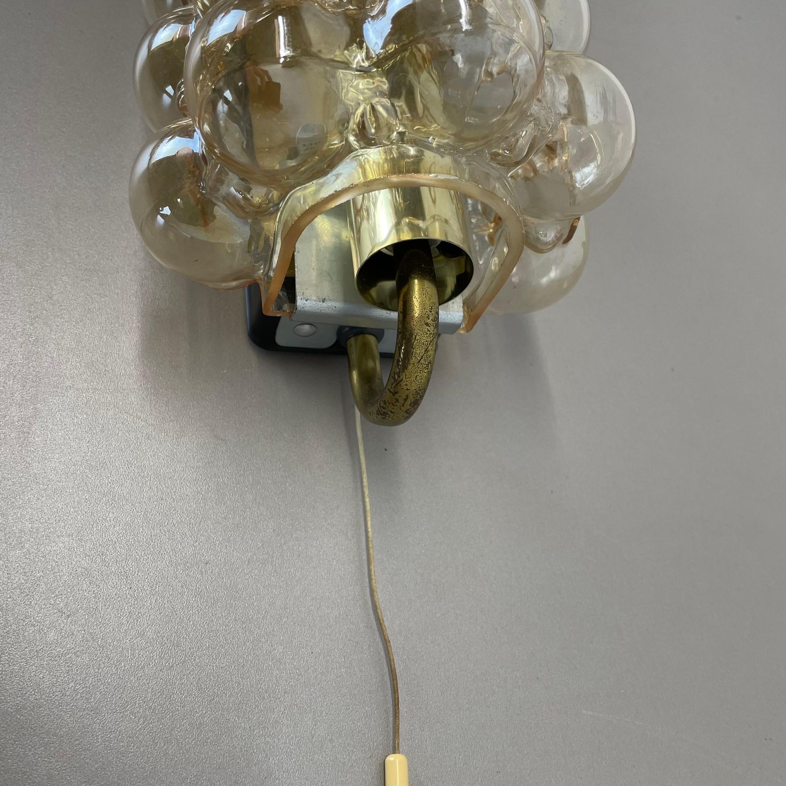 Original Amber Glass Wall Light Sconces Helena Tynell Glashütte Limburg, 1960s photo buy