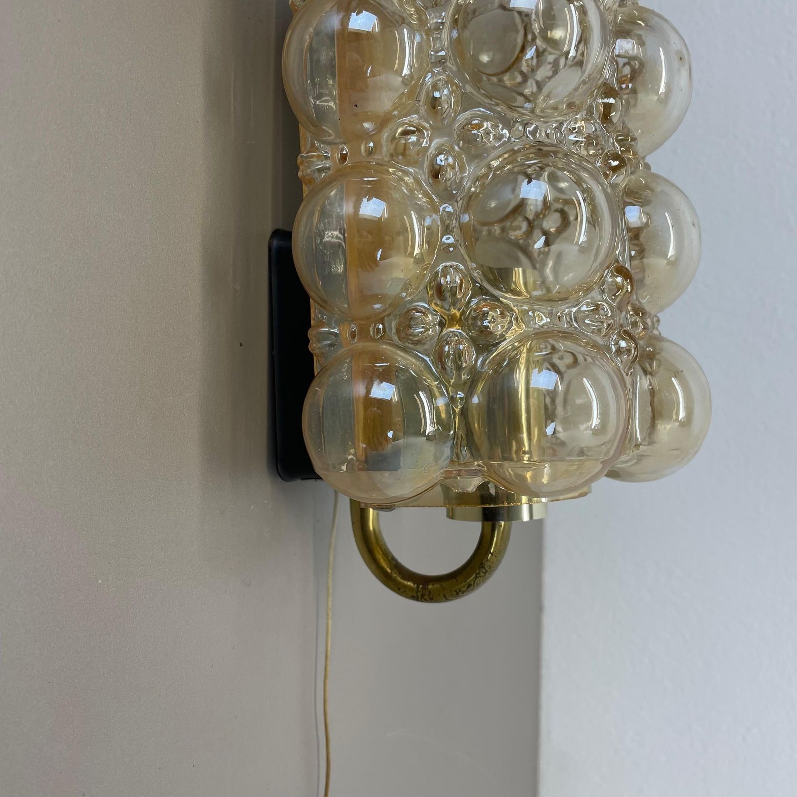 photo furniture Original Amber Glass Wall Light Sconces Helena Tynell Glashütte Limburg, 1960s