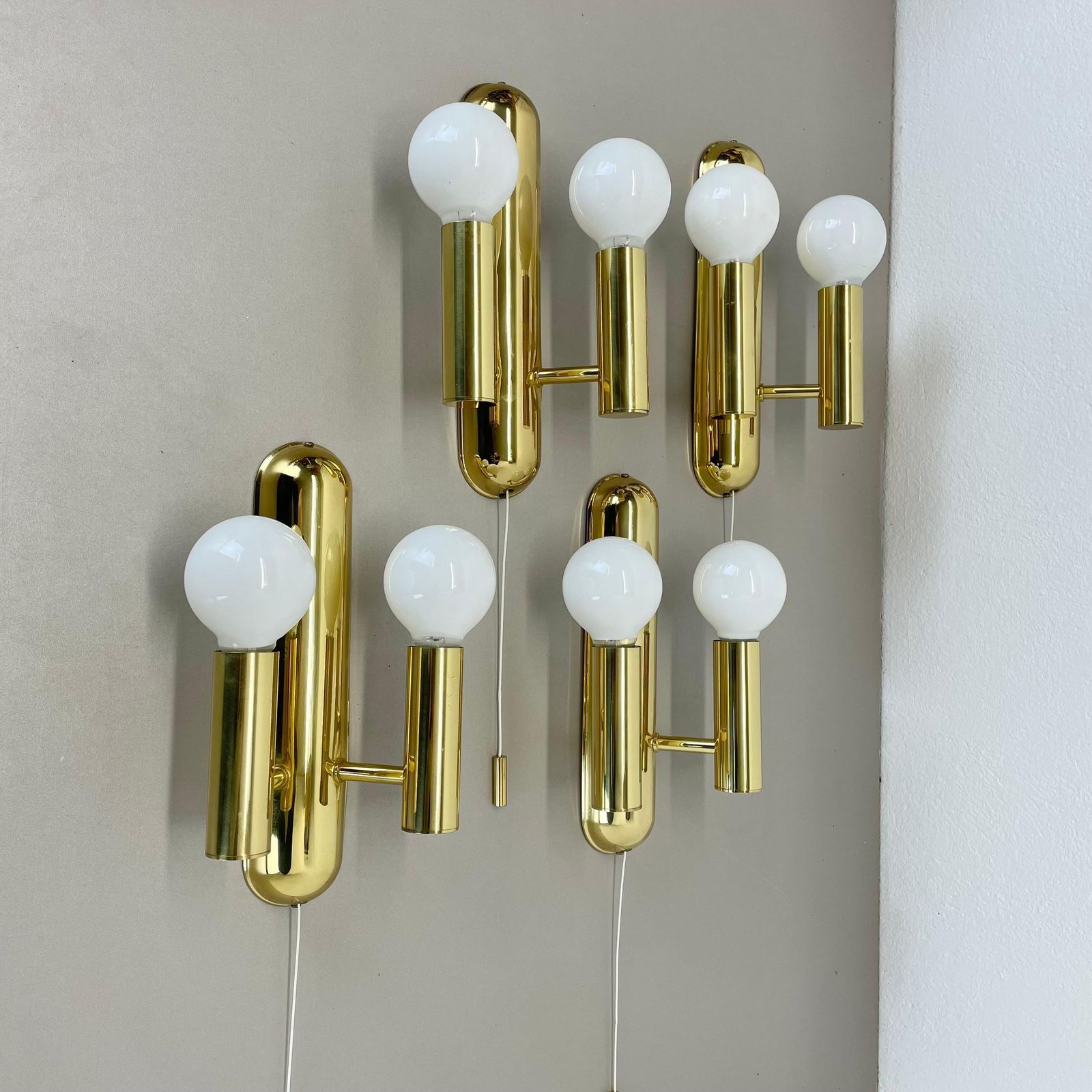 2 Of 4 Pop Art Space Age Brass Wall Light By Sölken Lights Germany, 1980s photo furniture
