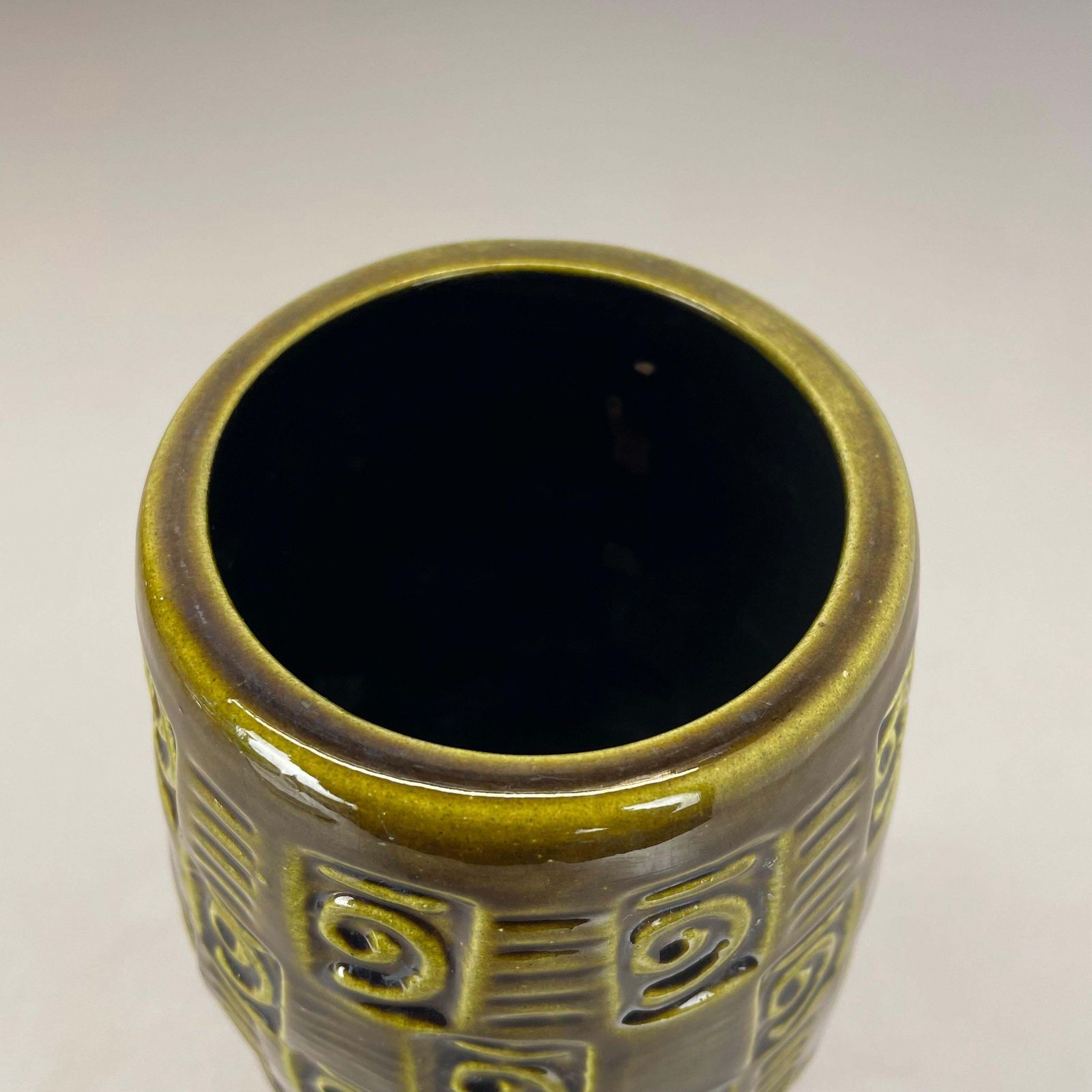 Extraordinary "Abstract Line" Tube Pottery Fat Lava Vase Scheurich Germany  1970 photo vintage