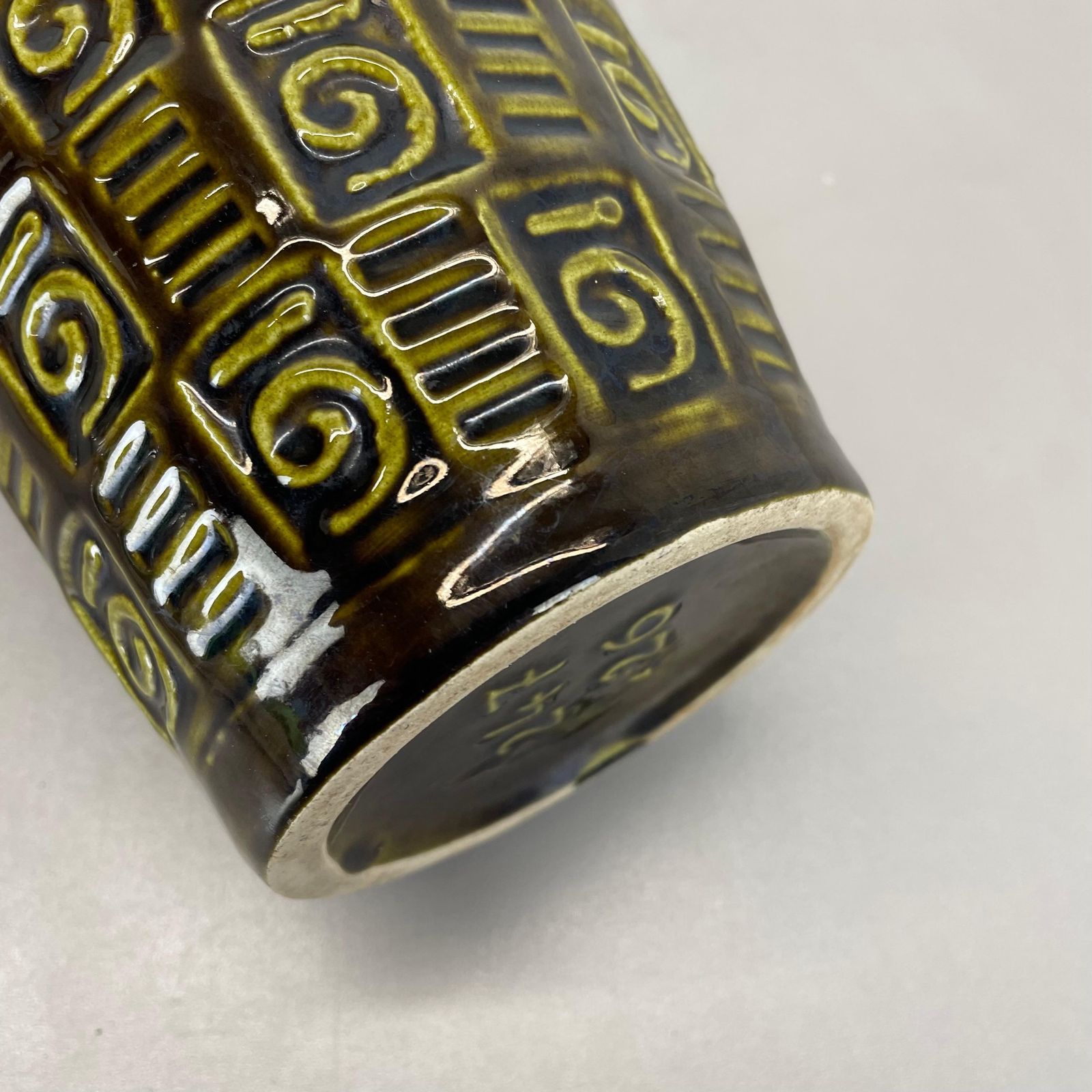 photo buy Extraordinary "Abstract Line" Tube Pottery Fat Lava Vase Scheurich Germany  1970