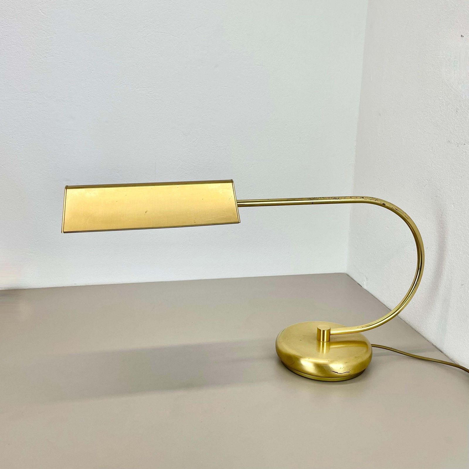 Rare Xxl Space Age Brass Metal Koch And Lowy Style Table Light, Germany 1970s photo furniture