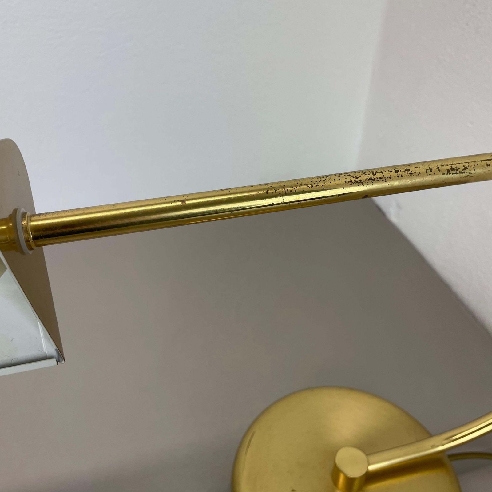 Rare Xxl Space Age Brass Metal Koch And Lowy Style Table Light, Germany 1970s photo vinterior