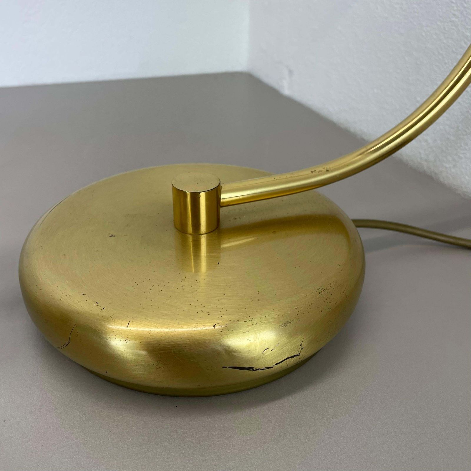 photo furniture Rare Xxl Space Age Brass Metal Koch And Lowy Style Table Light, Germany 1970s