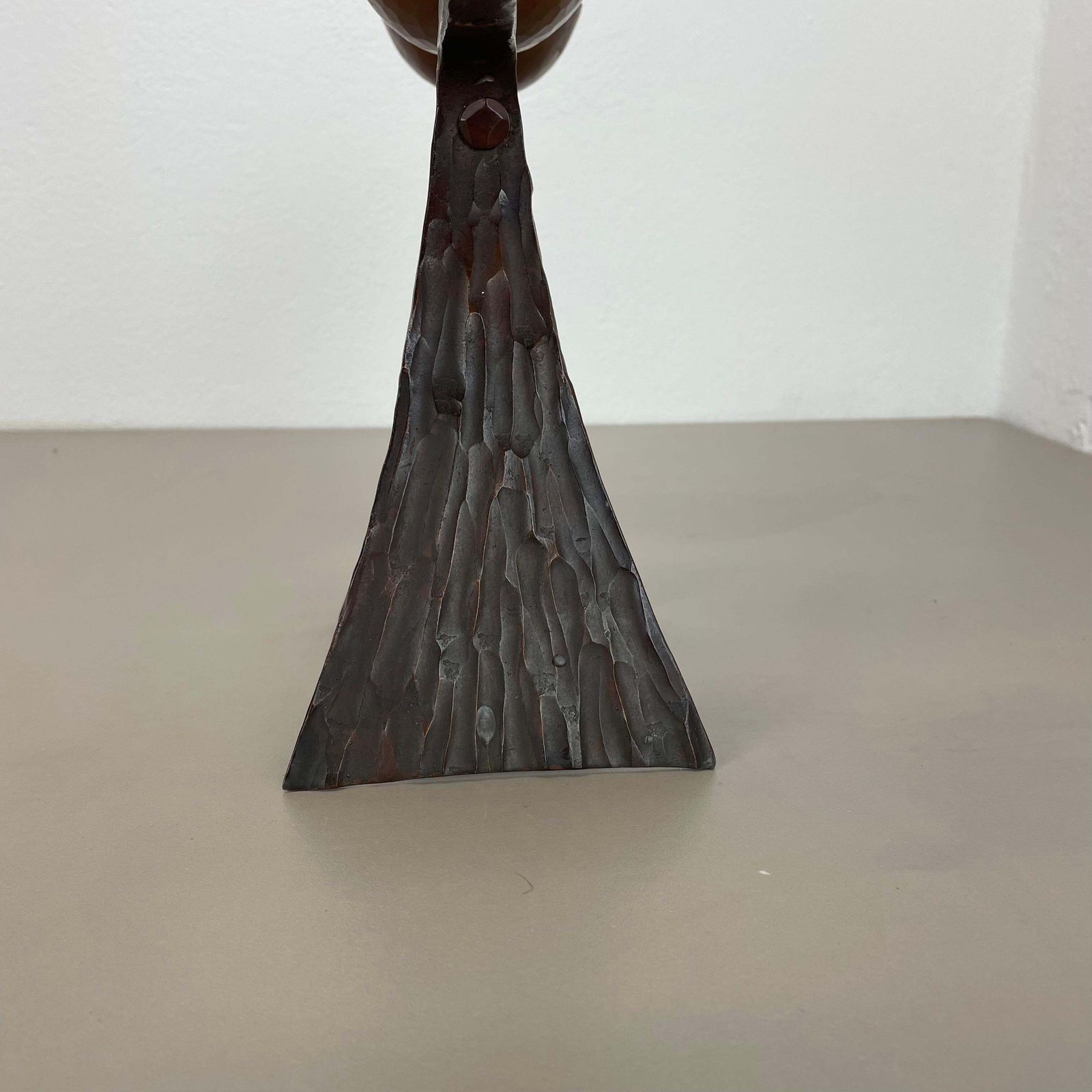 44cm Modernist Auböck Style Brutalist Copper Metal Candleholder, Austria 1950s photo buy