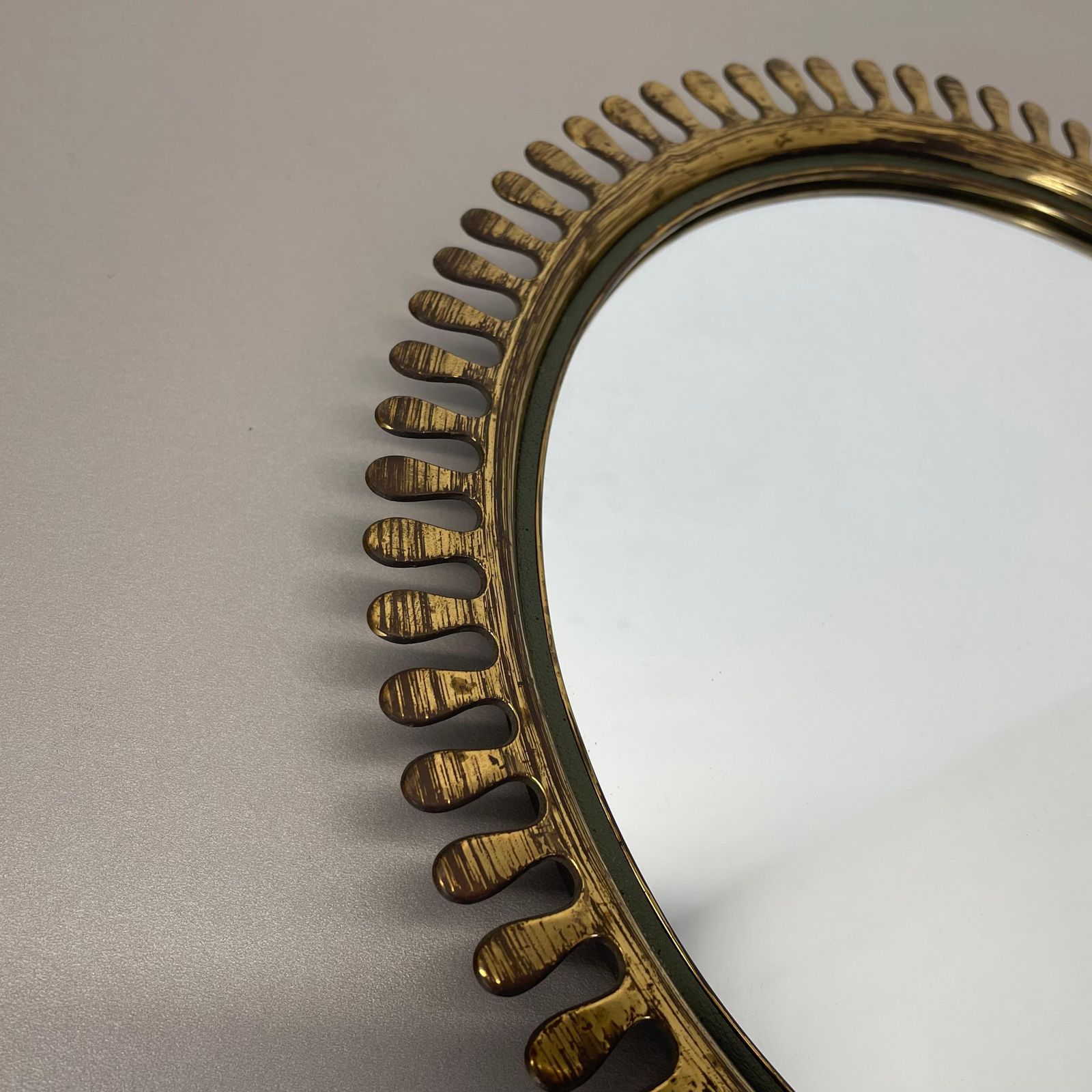611.0 Brass Wall Mirror In Josef Frank Style, By Vereinigte Werkstätten Germany 1950s photo