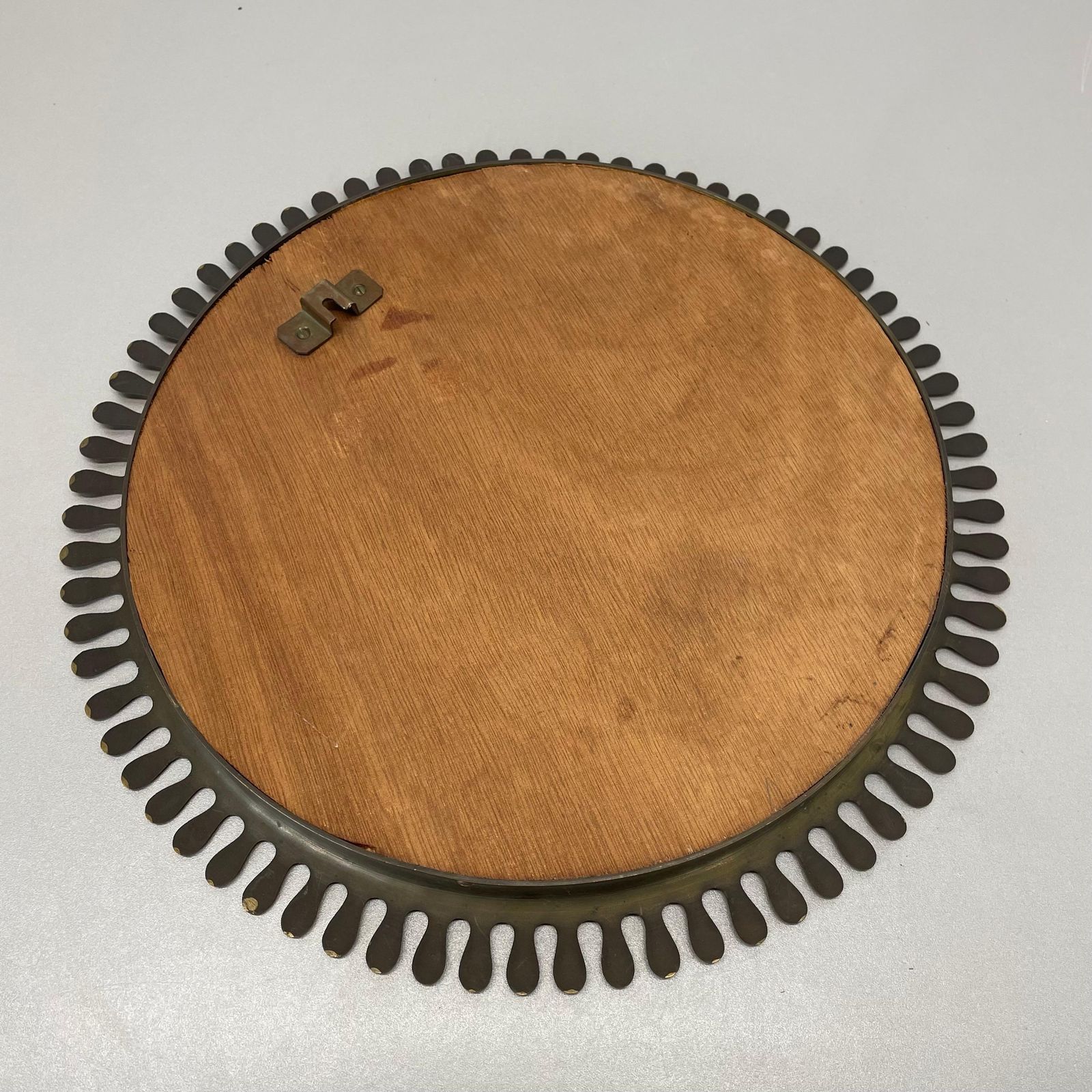 photo vintage Brass Wall Mirror In Josef Frank Style, By Vereinigte Werkstätten Germany 1950s