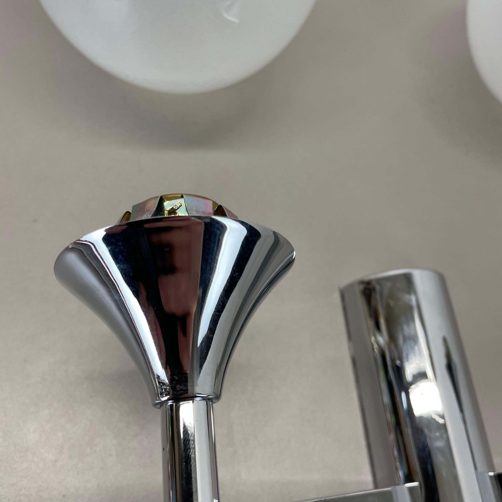 photo vintage Rare Chrome Tube "Torch" Wall Light By Gaetano Sciolari Attrib., Italy 1970s