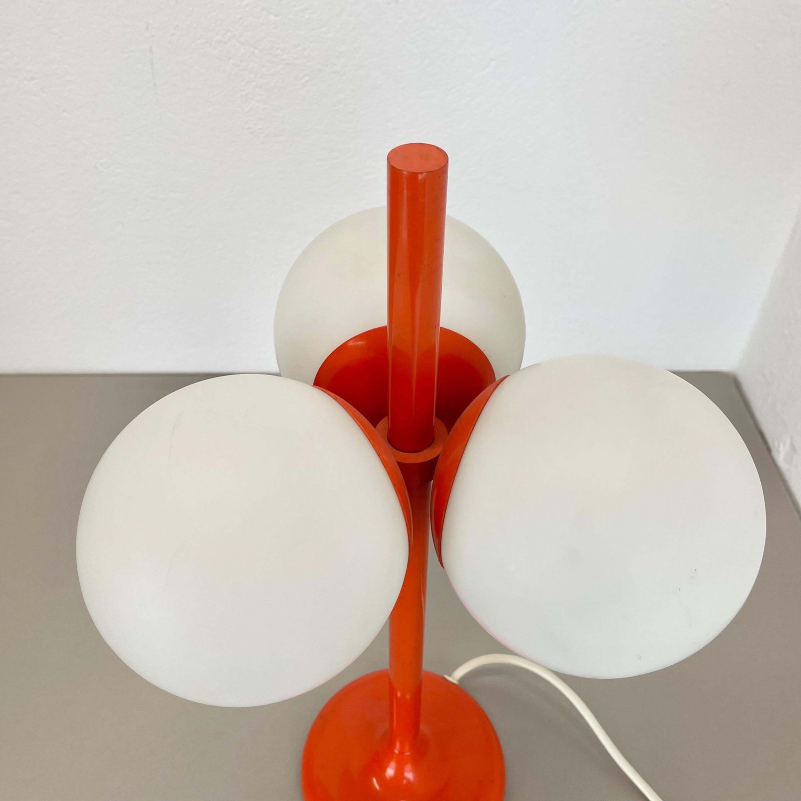 1 Of 2 Modernist Orange Sputnik Table Light Kaiser Leuchten, 1970s Germany photo vinterior