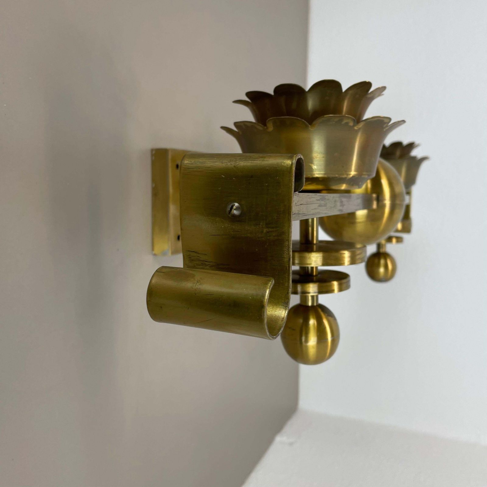 Rare Xxl Art Deco 65cm Solid Brass Stilnovo Style Theatre Wall Light Italy 1950s photo 2656.0