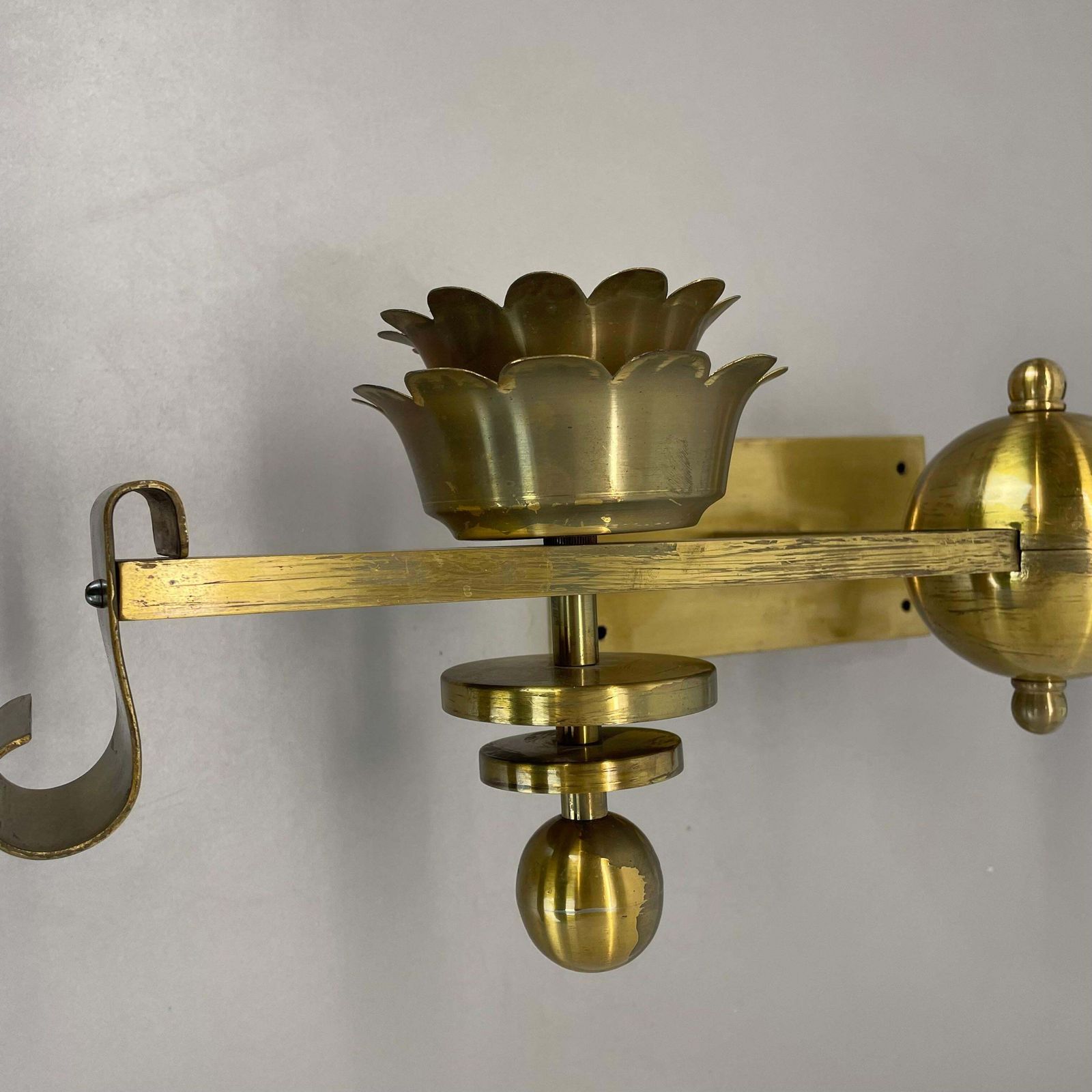Rare Xxl Art Deco 65cm Solid Brass Stilnovo Style Theatre Wall Light Italy 1950s photo vintage