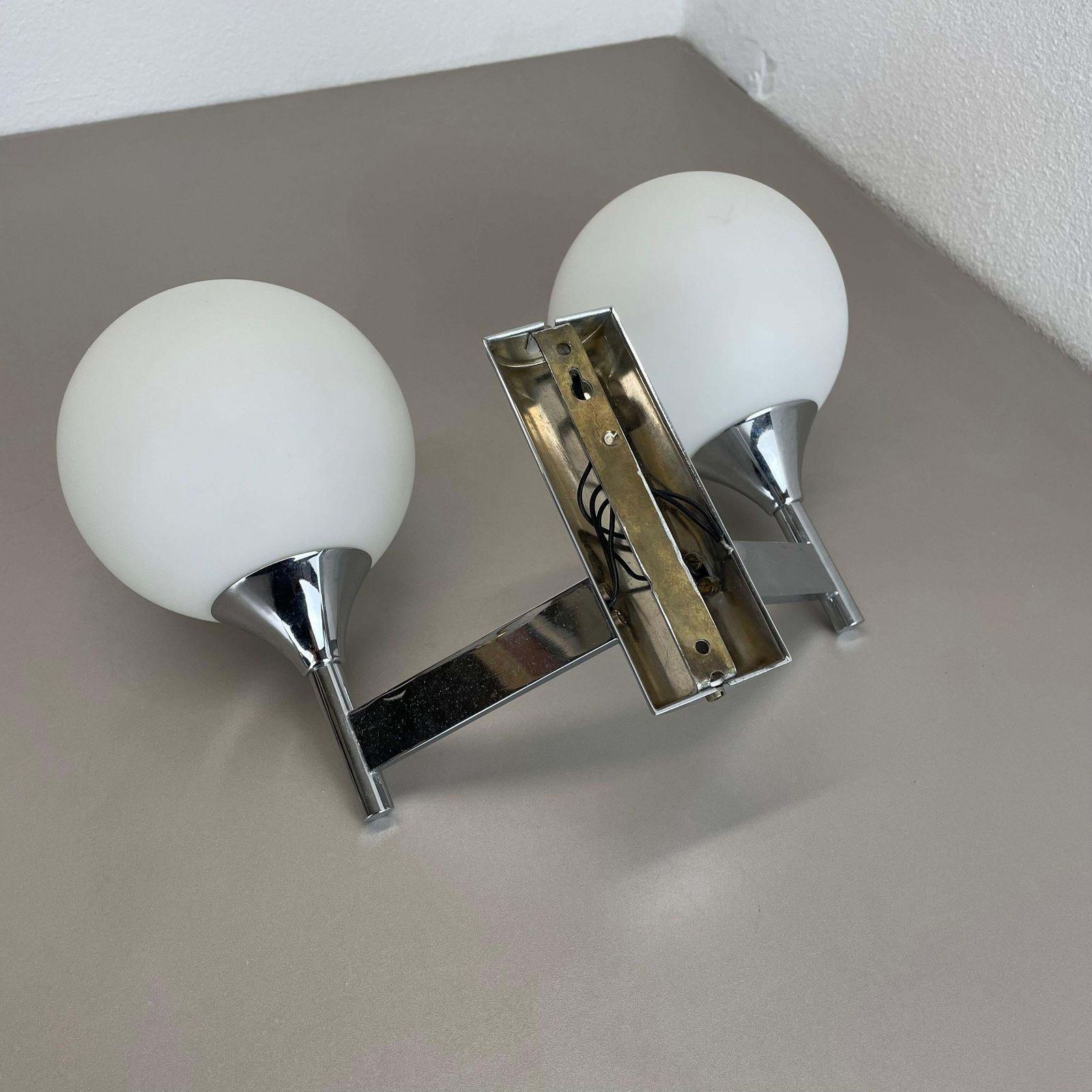 664.0 Rare Chrome Tube "Torch" Wall Light By Gaetano Sciolari Attrib., Italy 1970s photo