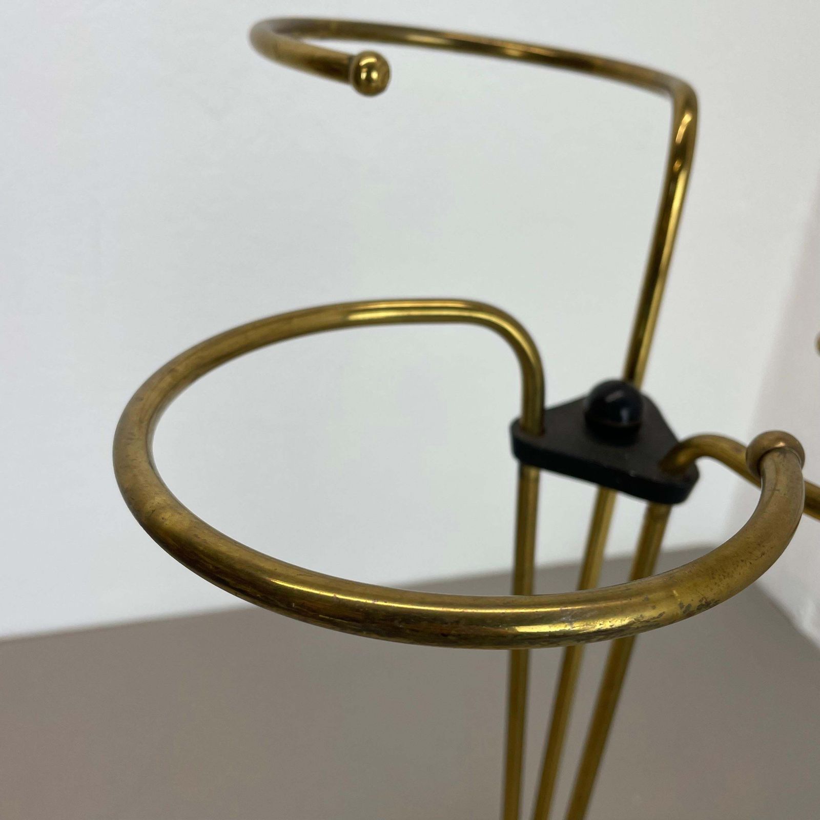 Original 48cm Swirl Metal Brass Modernist Bauhaus Umbrella Stand Germany, 1950s photo buy