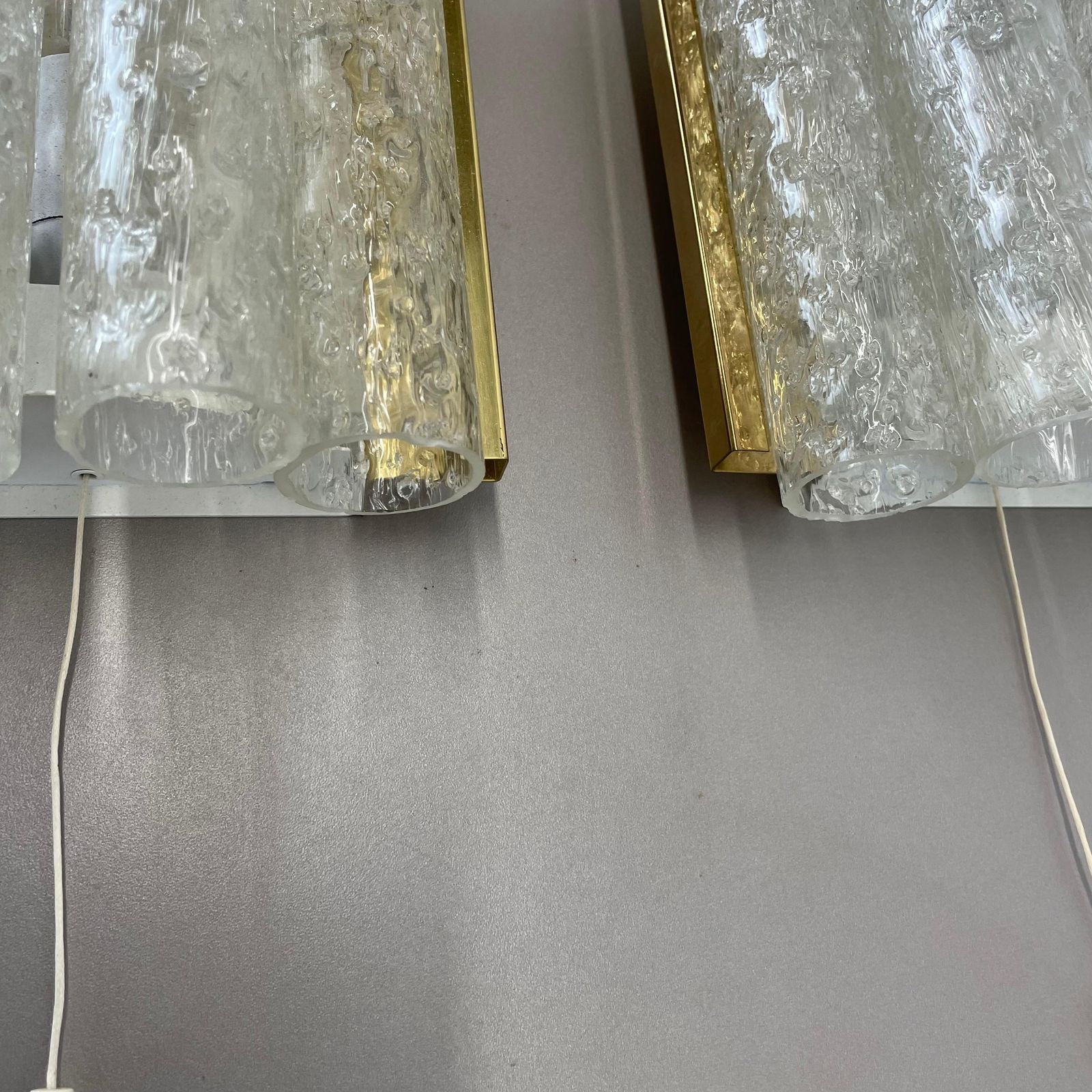 Set Of 2 Modernist Vintage Tube Glass Wall Lights By Doria Lights, Germany 1970s photo vintage