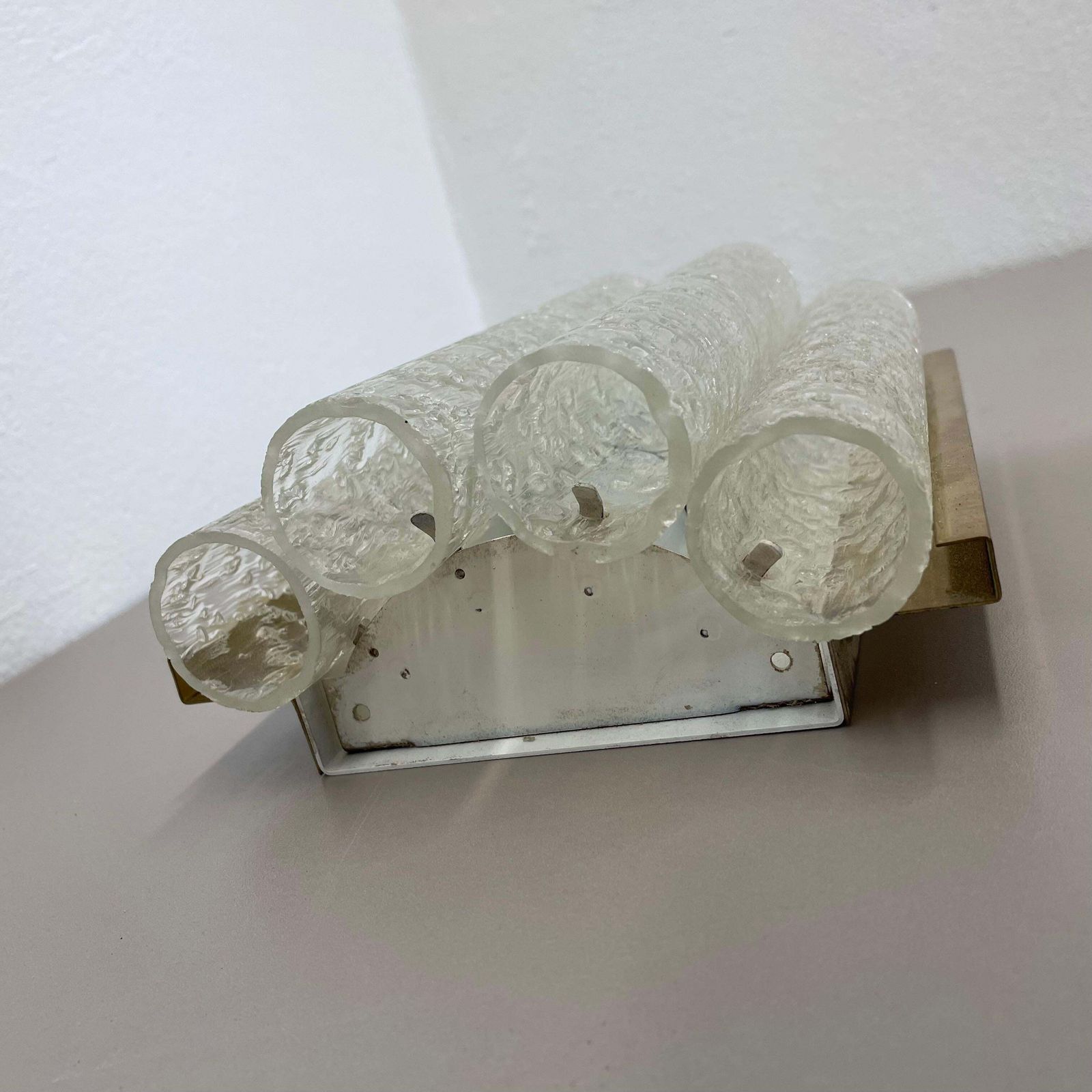photo vinterior Set Of 2 Modernist Vintage Tube Glass Wall Lights By Doria Lights, Germany 1970s