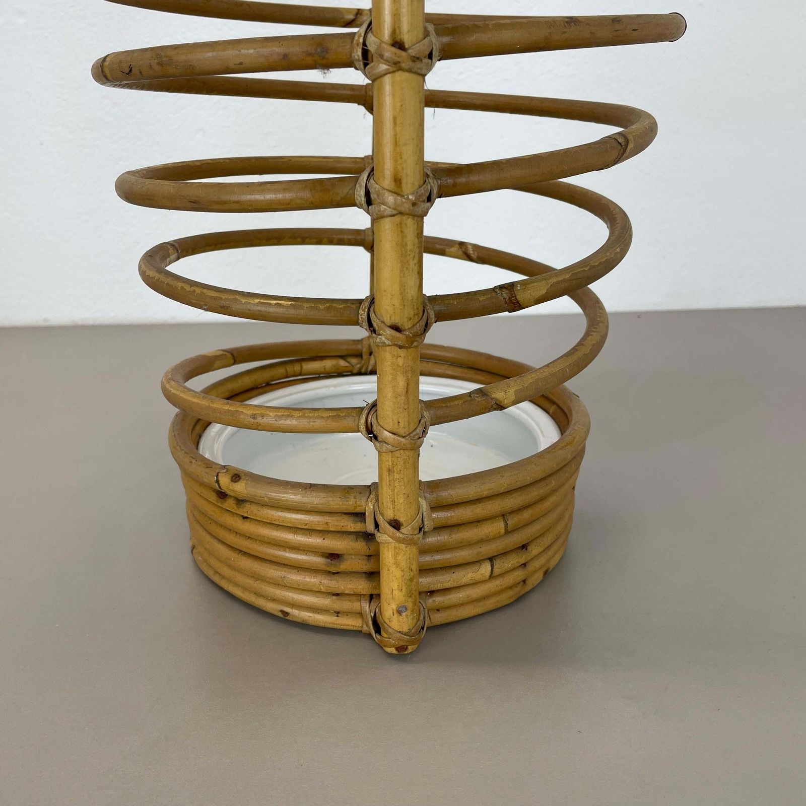 photo buy Large Looped 60cm Midcentury Rattan Bauhaus Umbrella Stand, France, 1970s