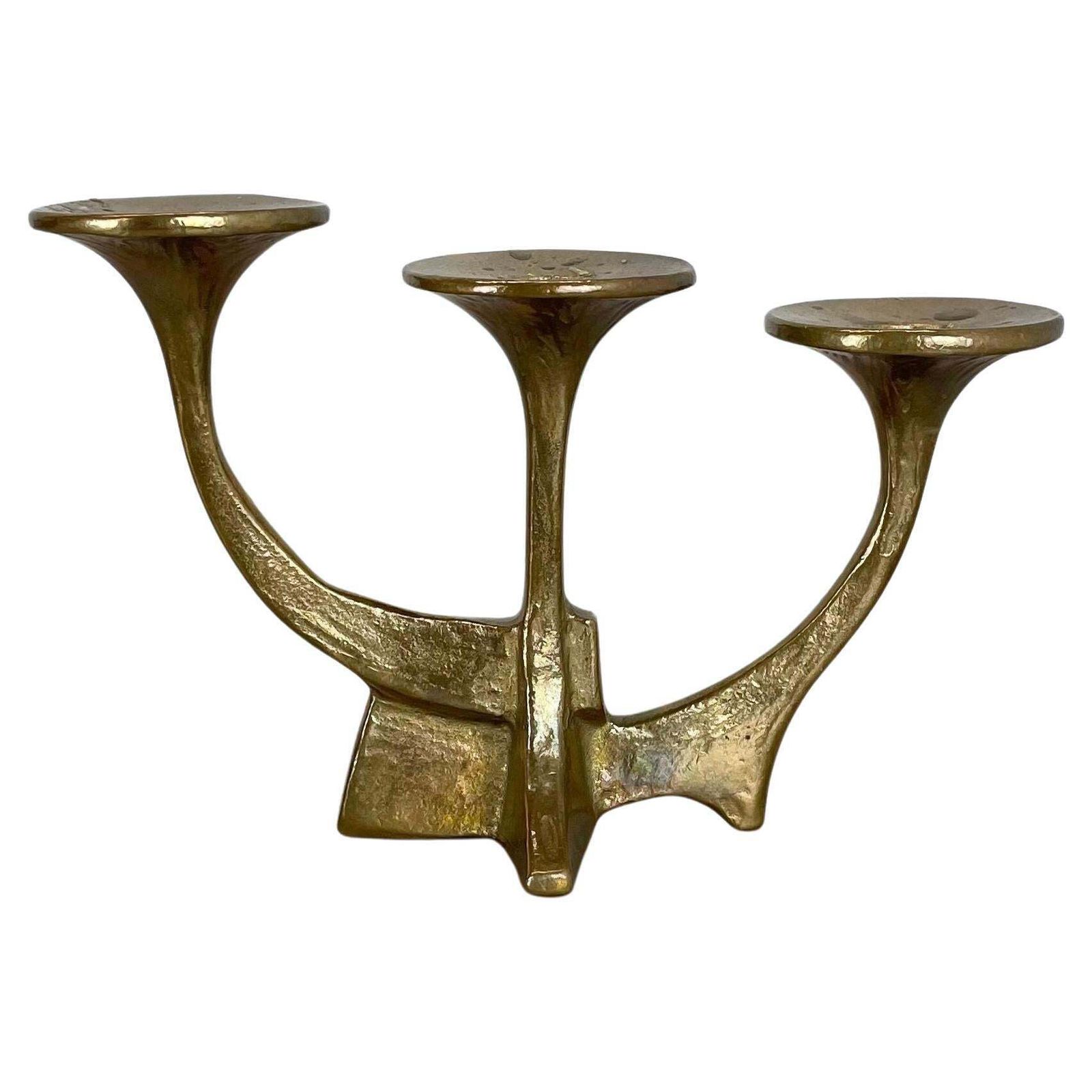 Midcentury Brutalist Bronze Candleholder By Michael Harjes, Germany, 1960s